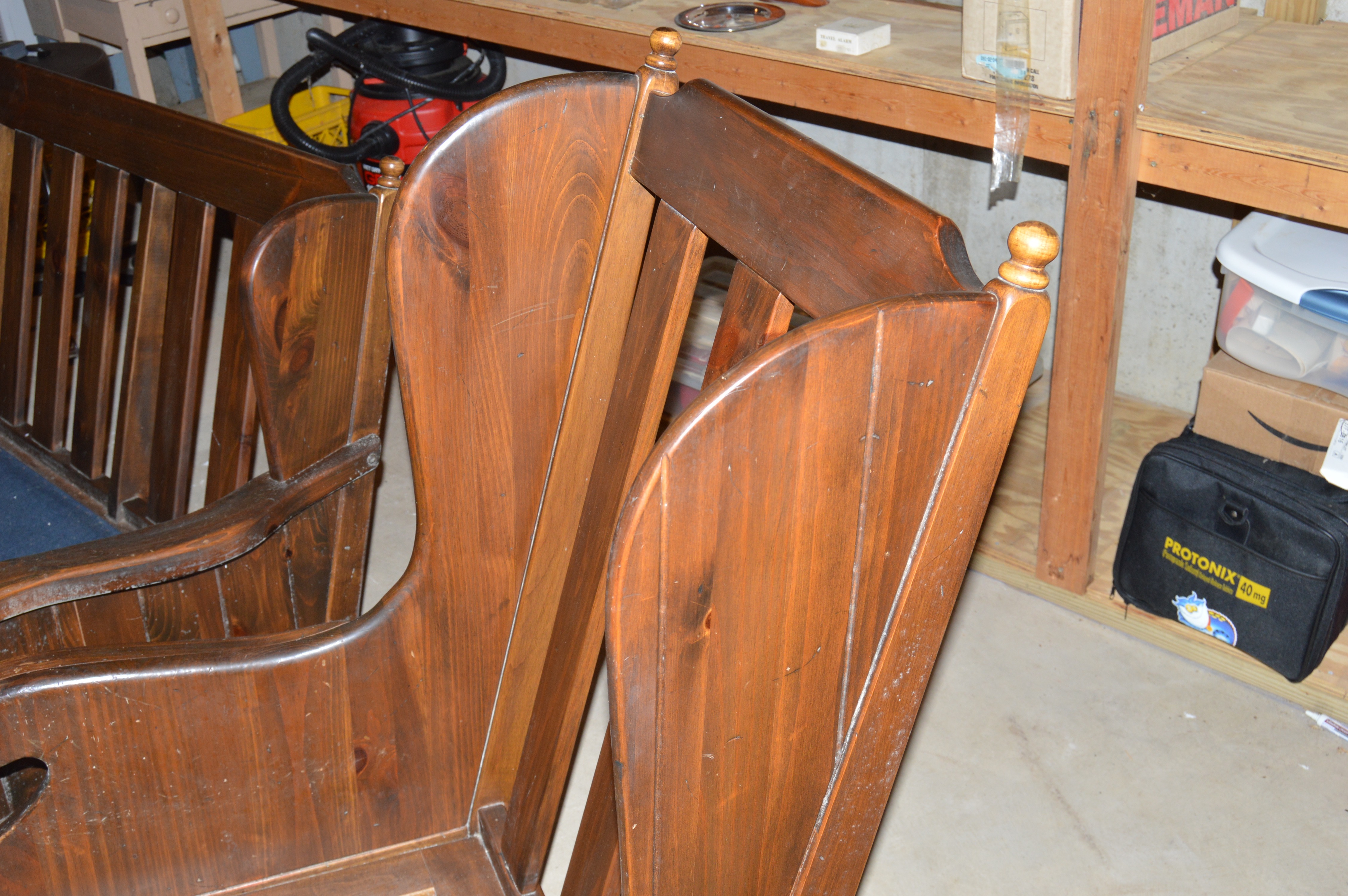 Vintage "Old Tavern" Wood Sofa, Chair, and Table by Ethan Allen