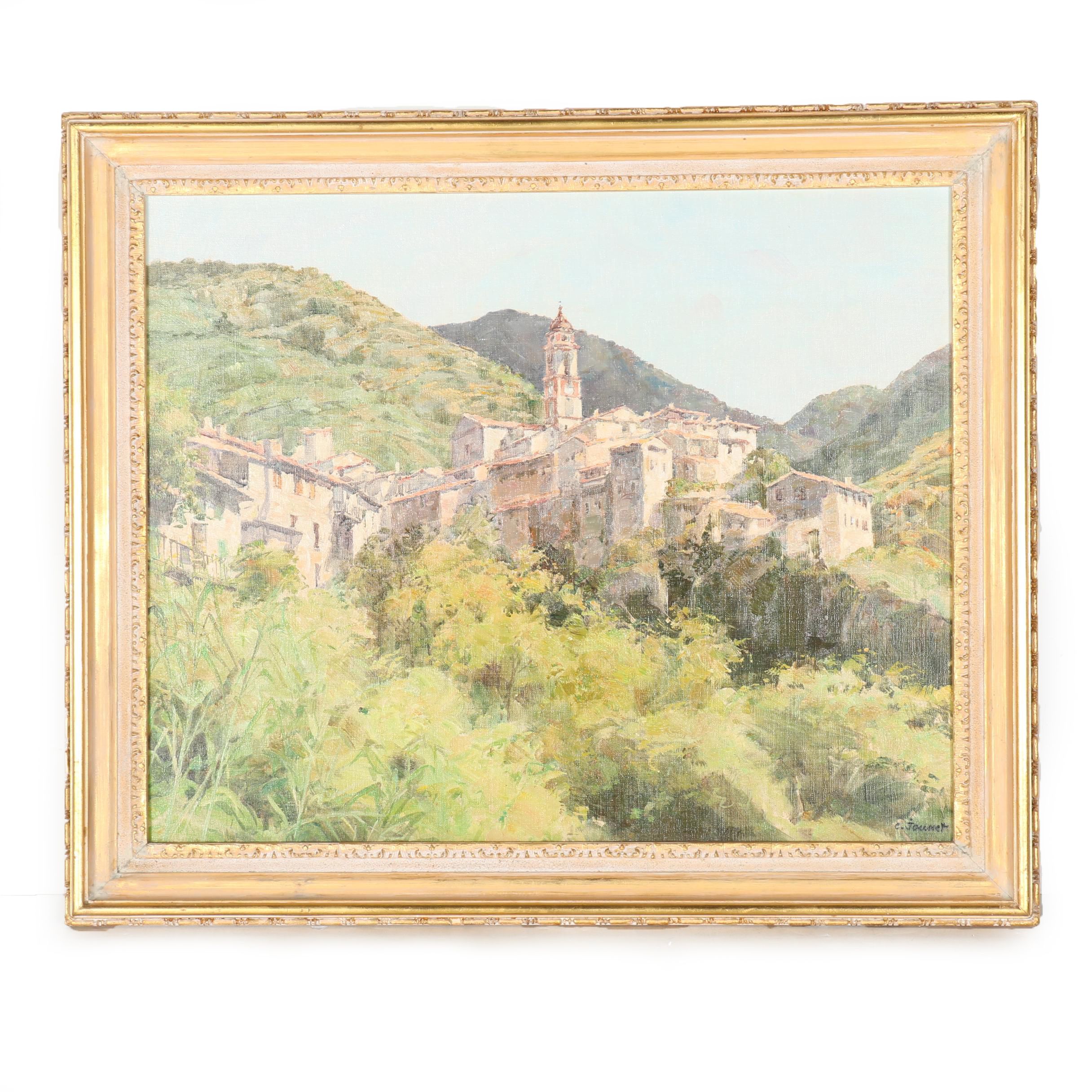 After Claude Jousset Canvas Reproduction of "Soleil sur le Village Haute Provence"