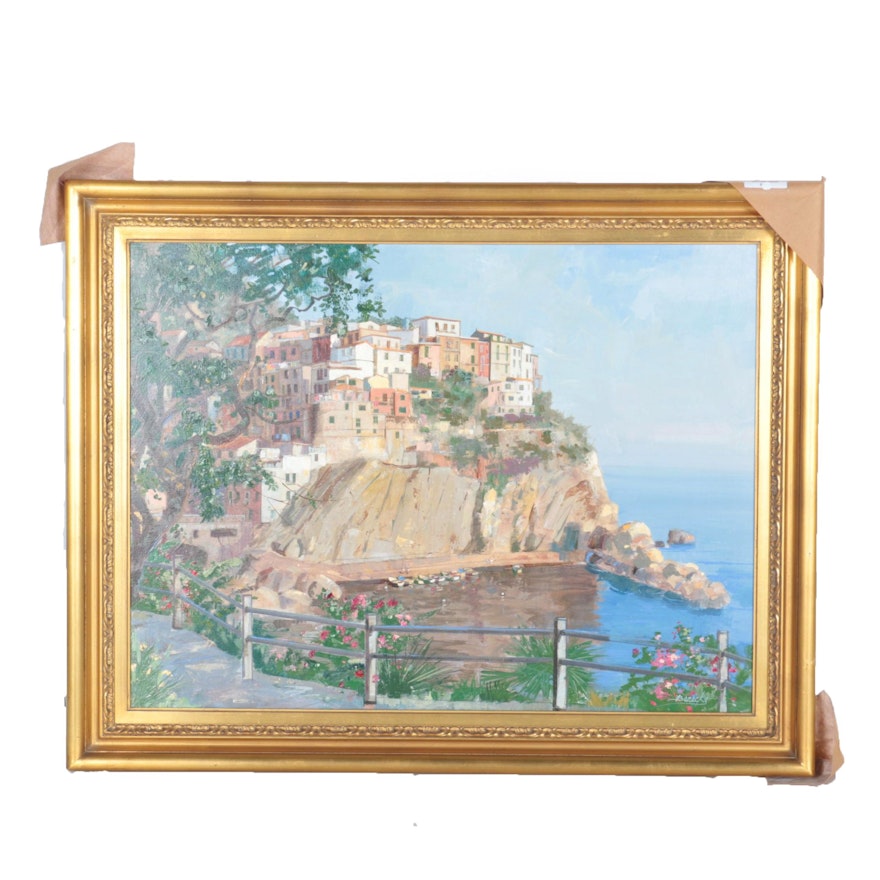 William Benecke Acrylic on Canvas "Manarola on the Via Dell'Amore"