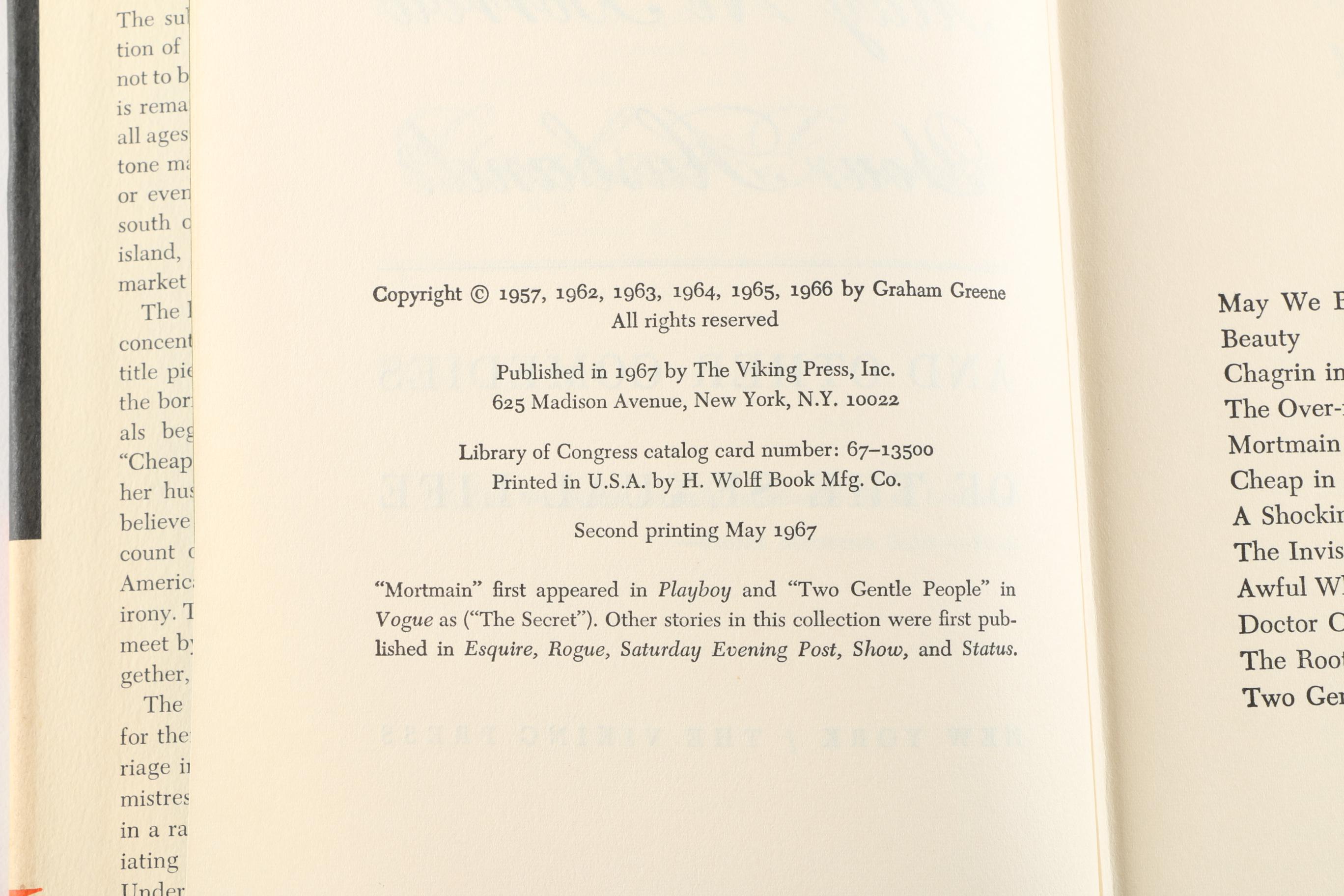 1967 "May We Borrow Your Husband" by Graham Greene Second Printing