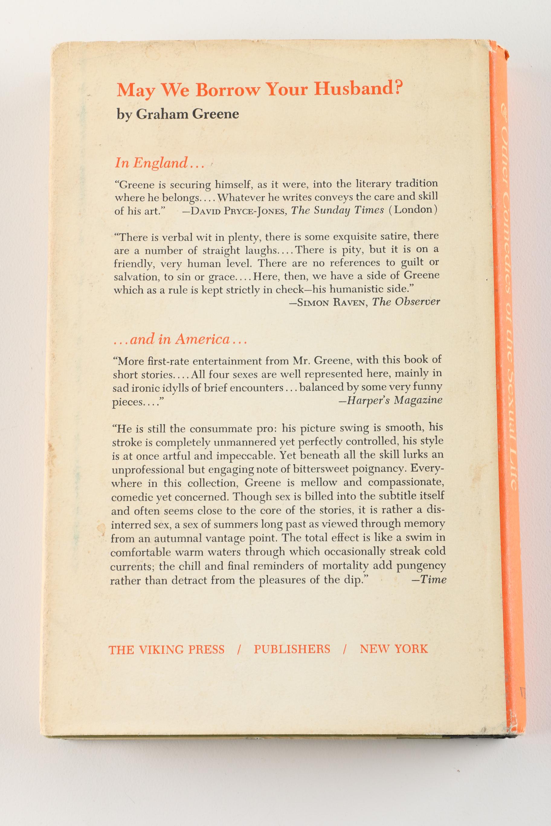 1967 "May We Borrow Your Husband" by Graham Greene Second Printing