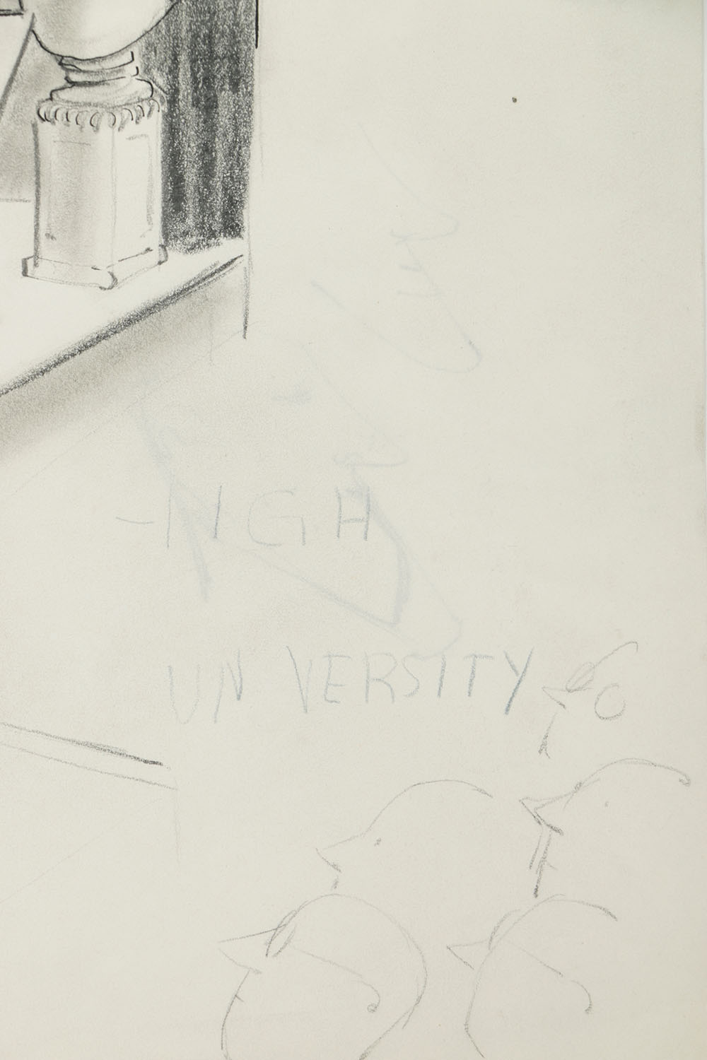 Bob Guccione Graphite and Ink Drawing on Paper of Stage Performance