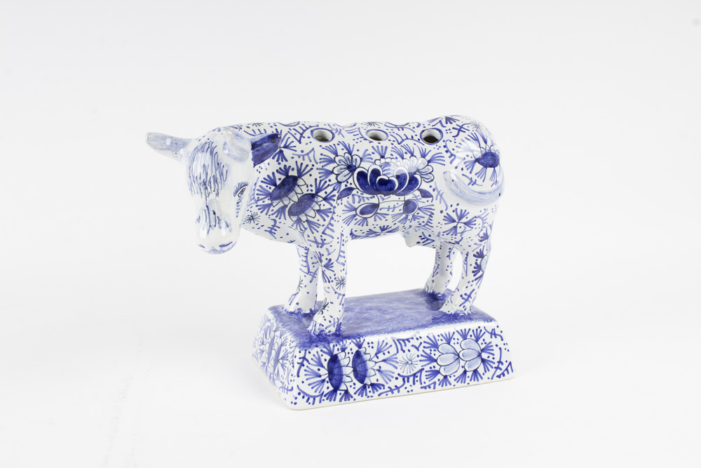 Tiffany & Co. Hand-Painted Delft Tulipiere Cow Vase