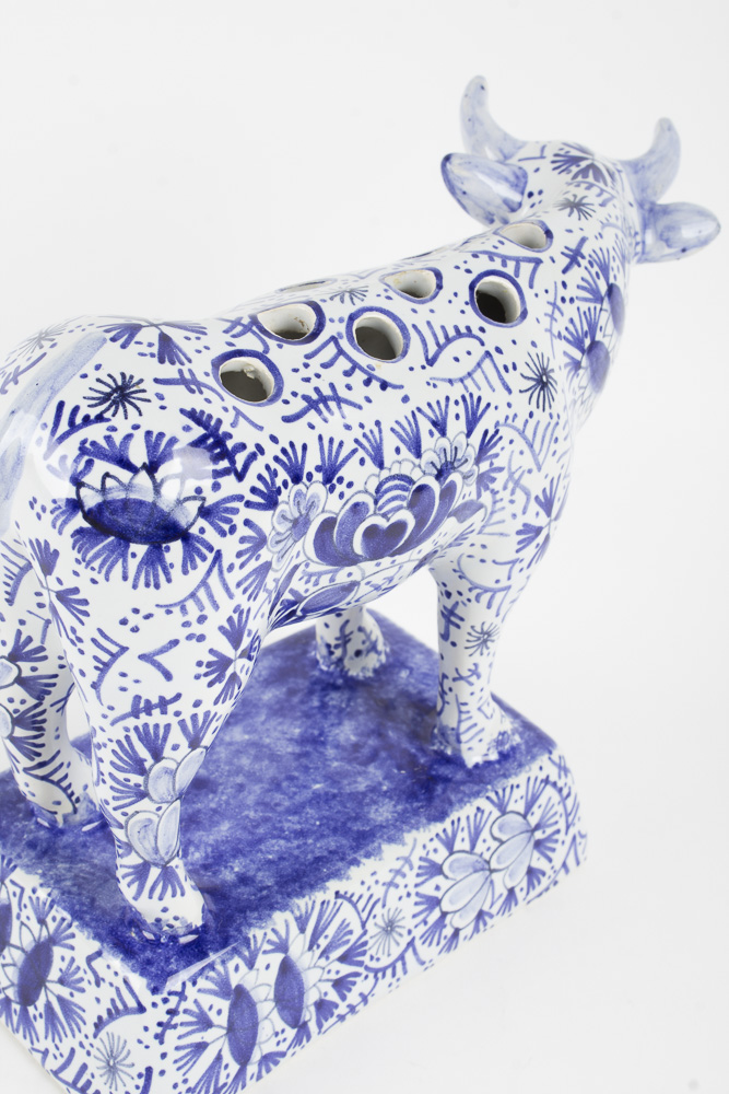 Tiffany & Co. Hand-Painted Delft Tulipiere Cow Vase