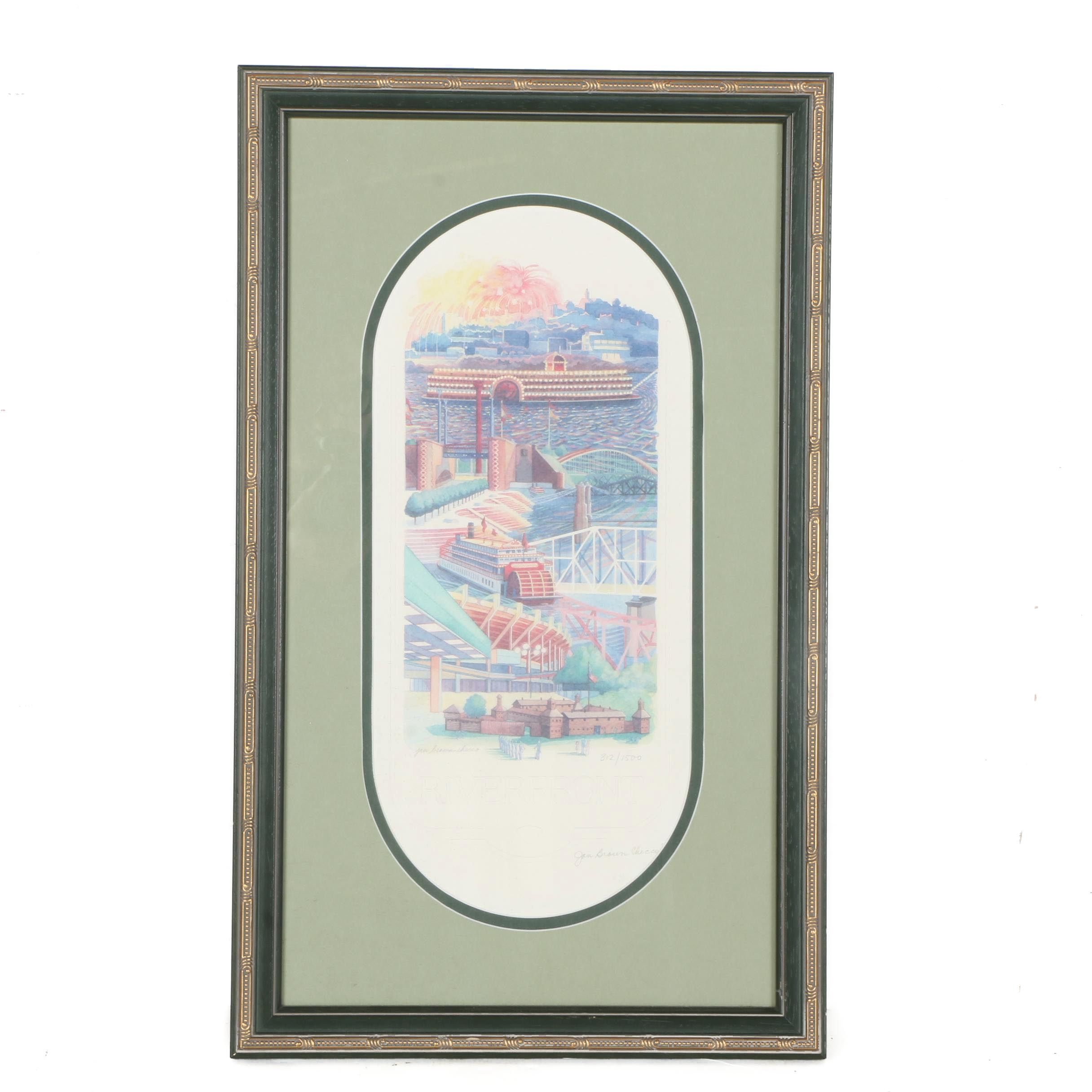 Jan Brown Checco Limited Edition Offset Lithograph of "Riverfront"