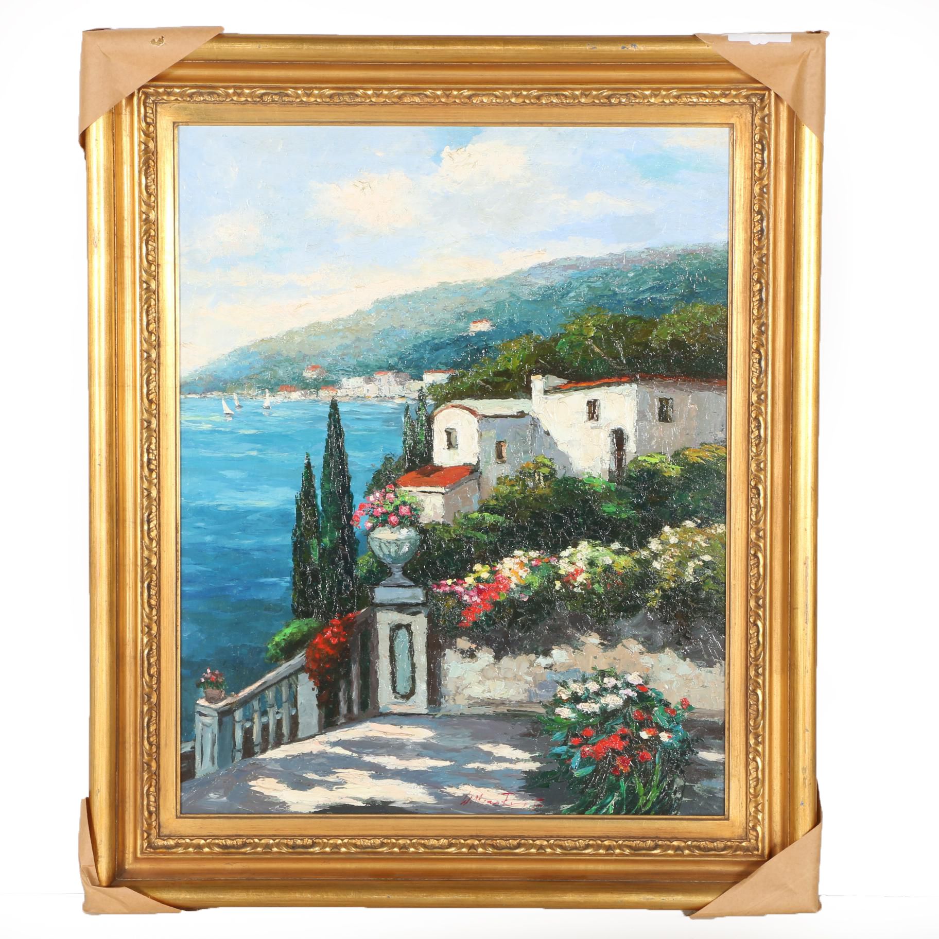 William Rengifo Oil Painting on Canvas "Coastal Scene"