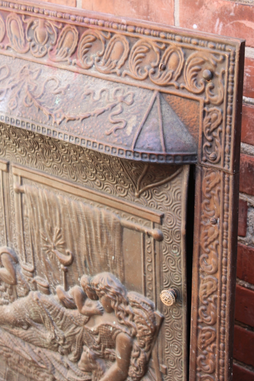 Early 1900s Fireplace Insert With Embossed Summer Cover