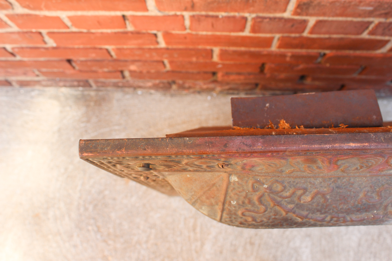 Early 1900s Fireplace Insert With Embossed Summer Cover