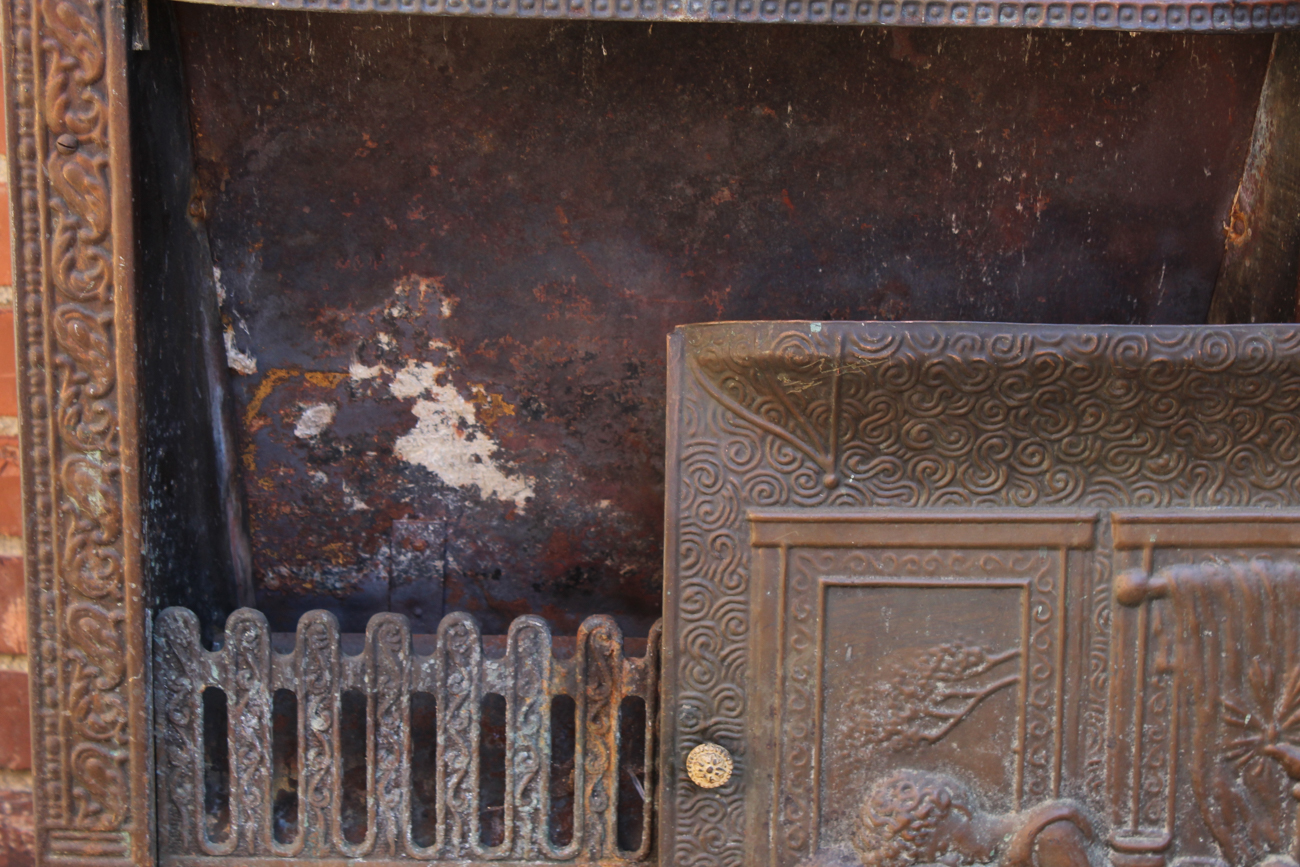 Early 1900s Fireplace Insert With Embossed Summer Cover