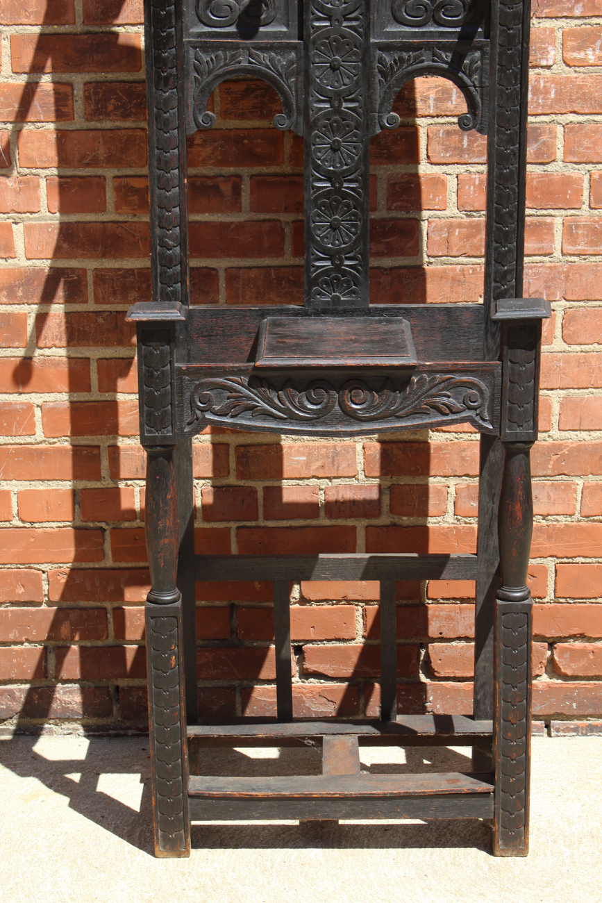 Hand Carved English Oak Hall Tree Circa The Mid 1800s