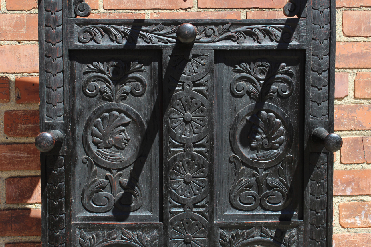 Hand Carved English Oak Hall Tree Circa The Mid 1800s