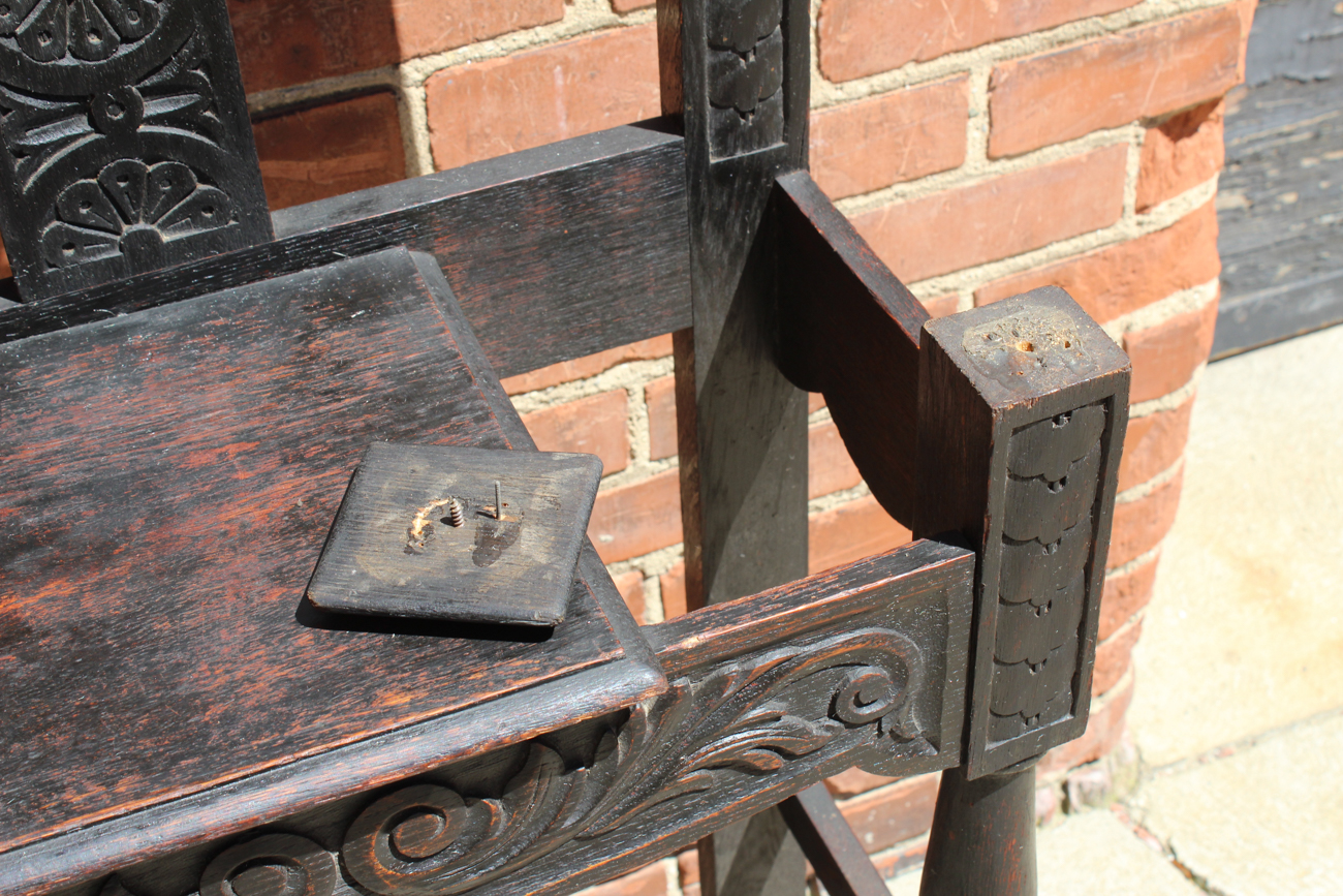 Hand Carved English Oak Hall Tree Circa The Mid 1800s