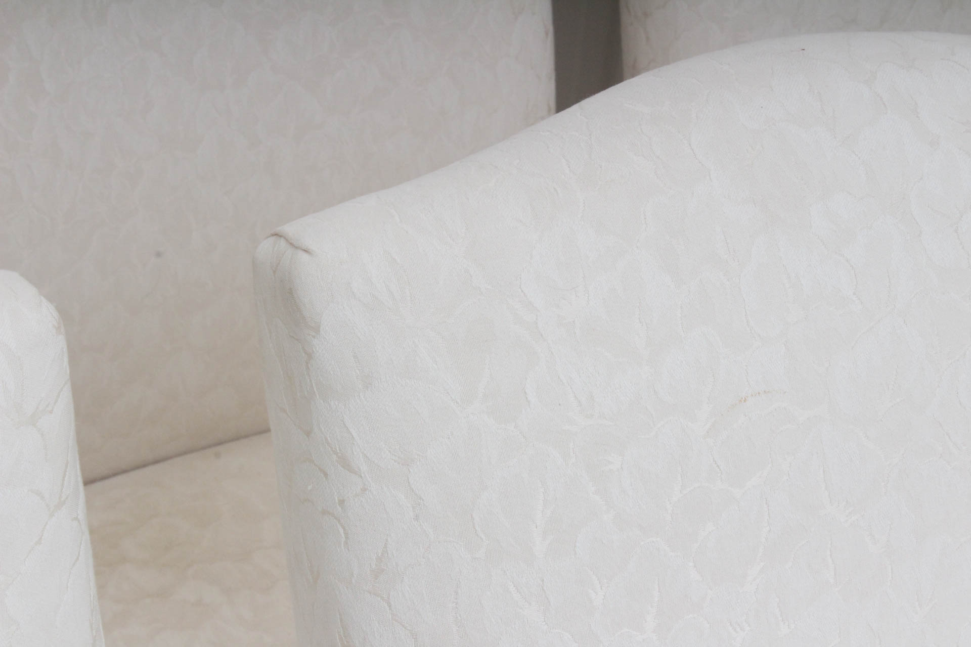 Six Upholstered Cherry Dining Chairs