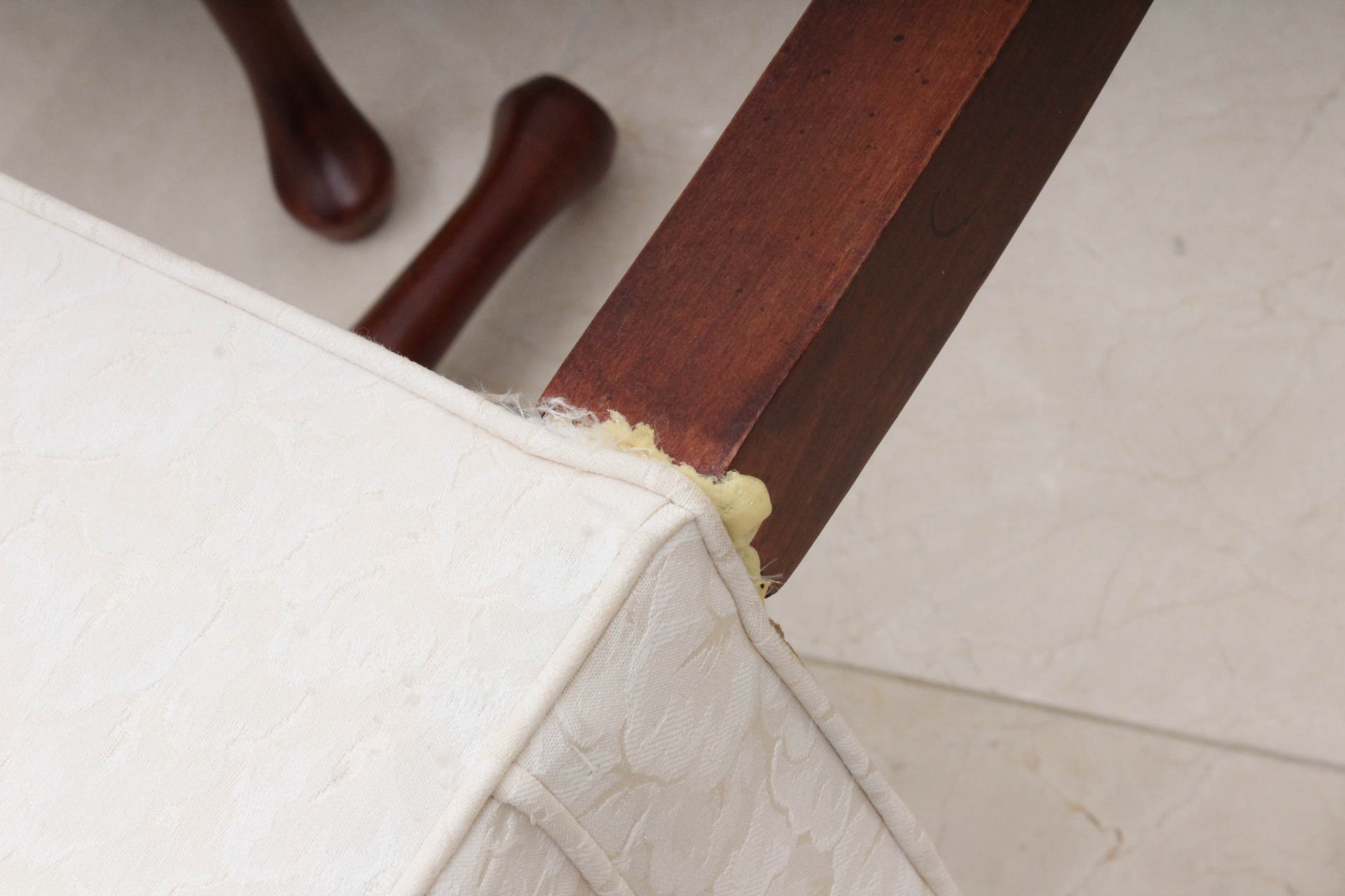 Six Upholstered Cherry Dining Chairs