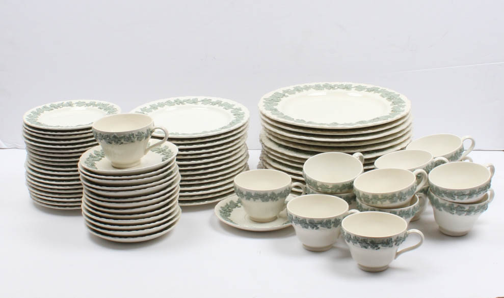Wedgwood "Celadon on Cream" Shell Edge China Place Settings