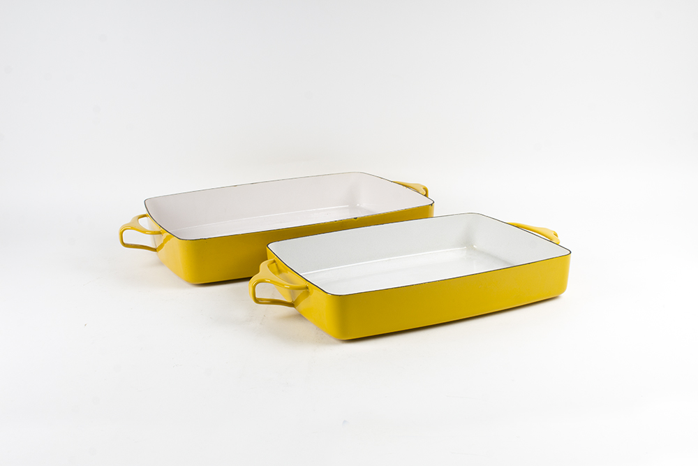Vintage Dansk Yellow Enamelware Pans