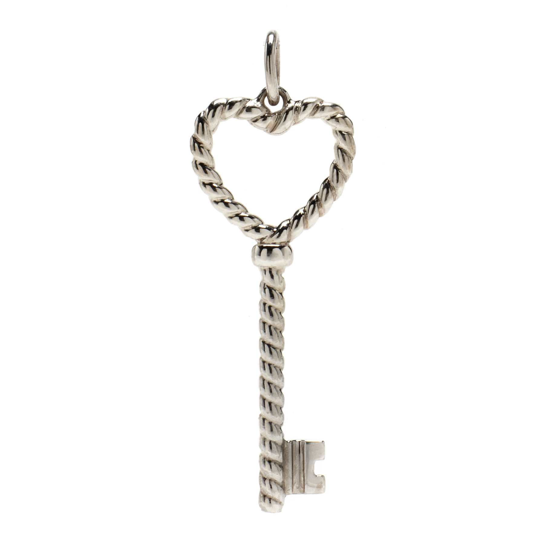 Tiffany & Co. Sterling Silver Heart Shape Skeleton Key Pendant