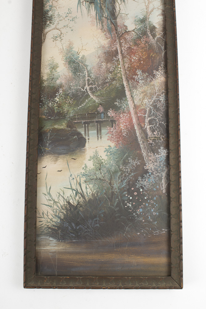 Pair of Asian Inspired Gouache Landscape Paintings