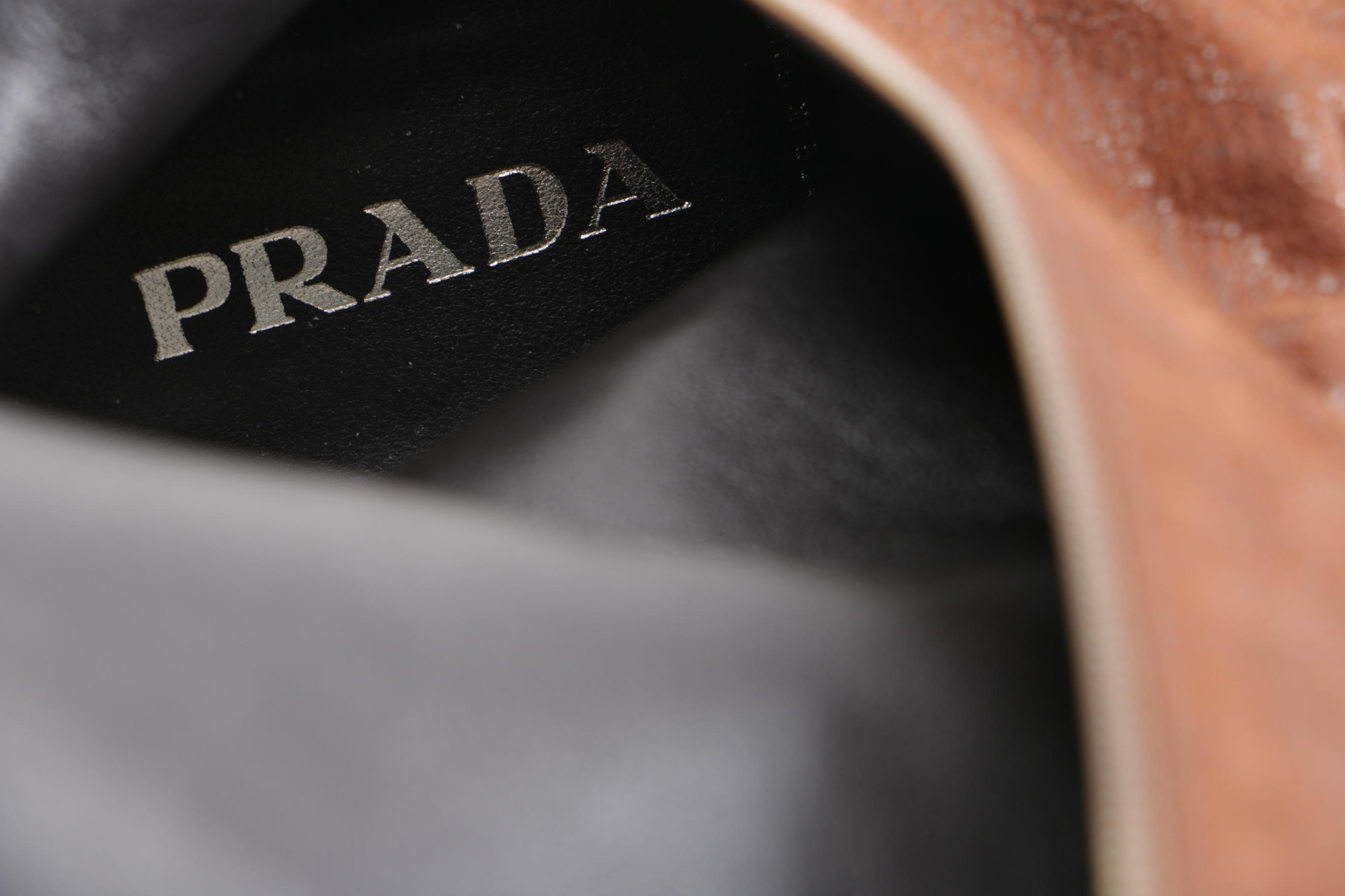 Prada Kitten Heel Boots in Brown Leather