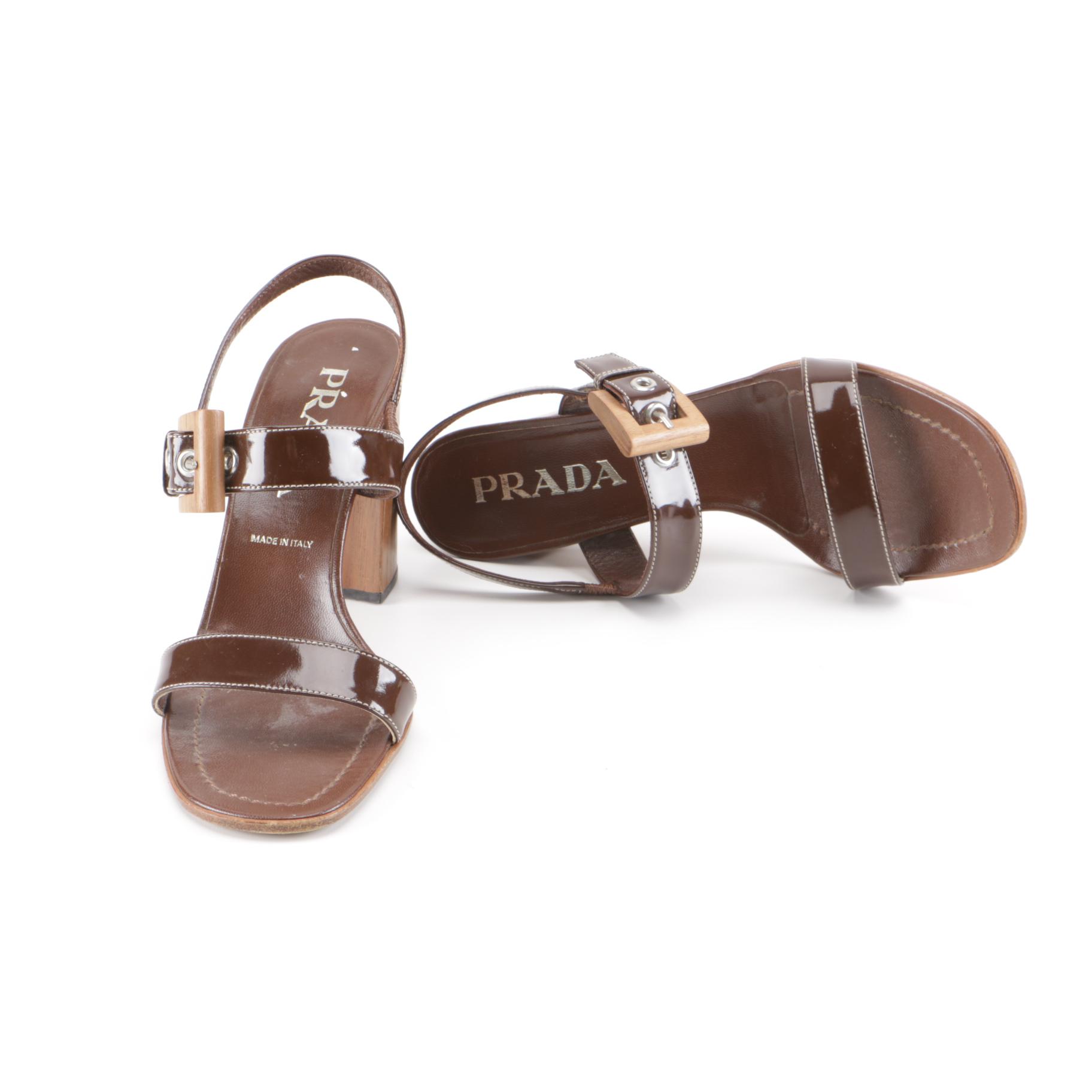 Prada Brown Leather Sandals