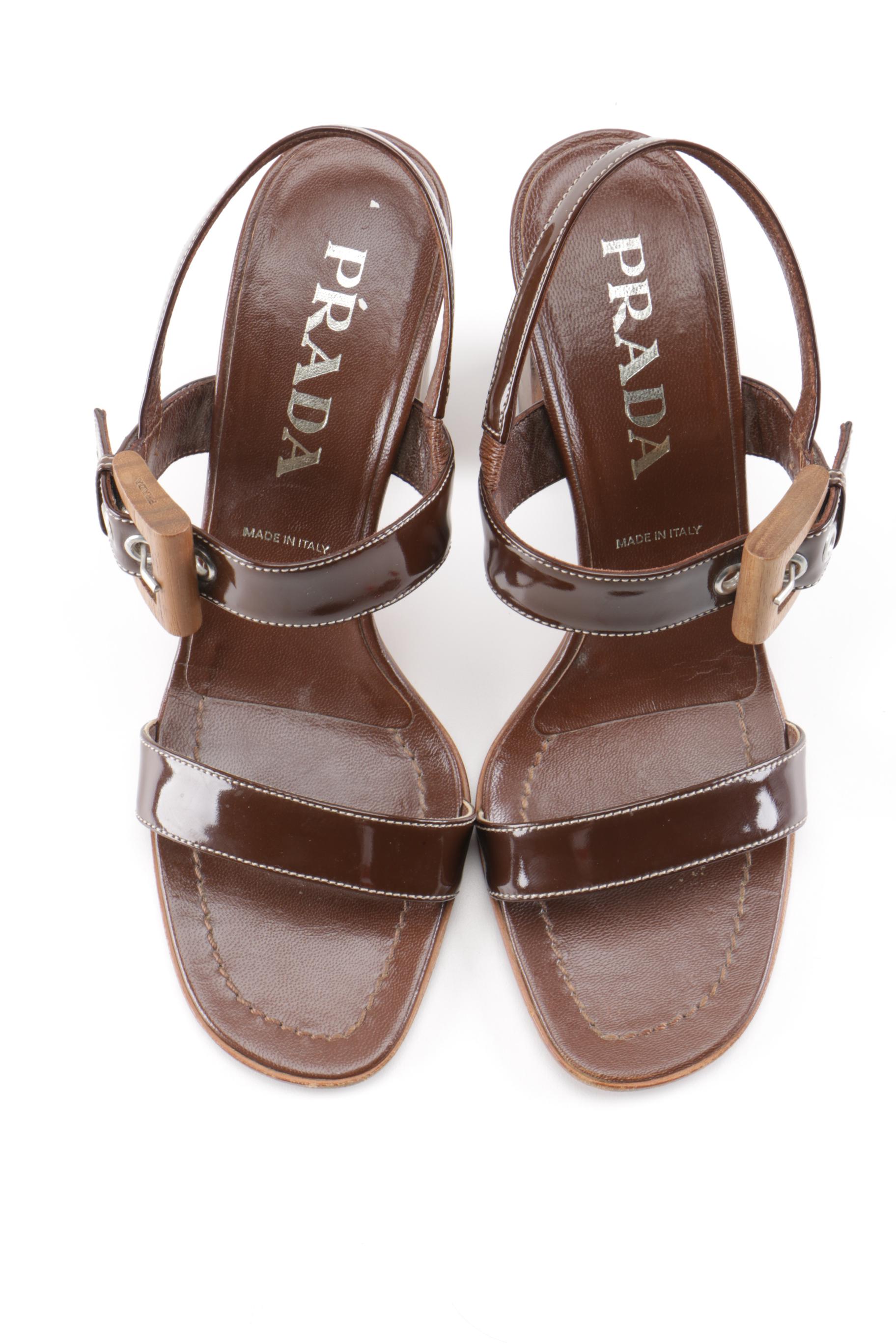 Prada Brown Leather Sandals