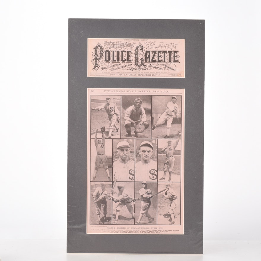 Original 1919 "National Police Gazette" Cover Featuring "Shoeless" Joe Jackson and the Chicago White Sox