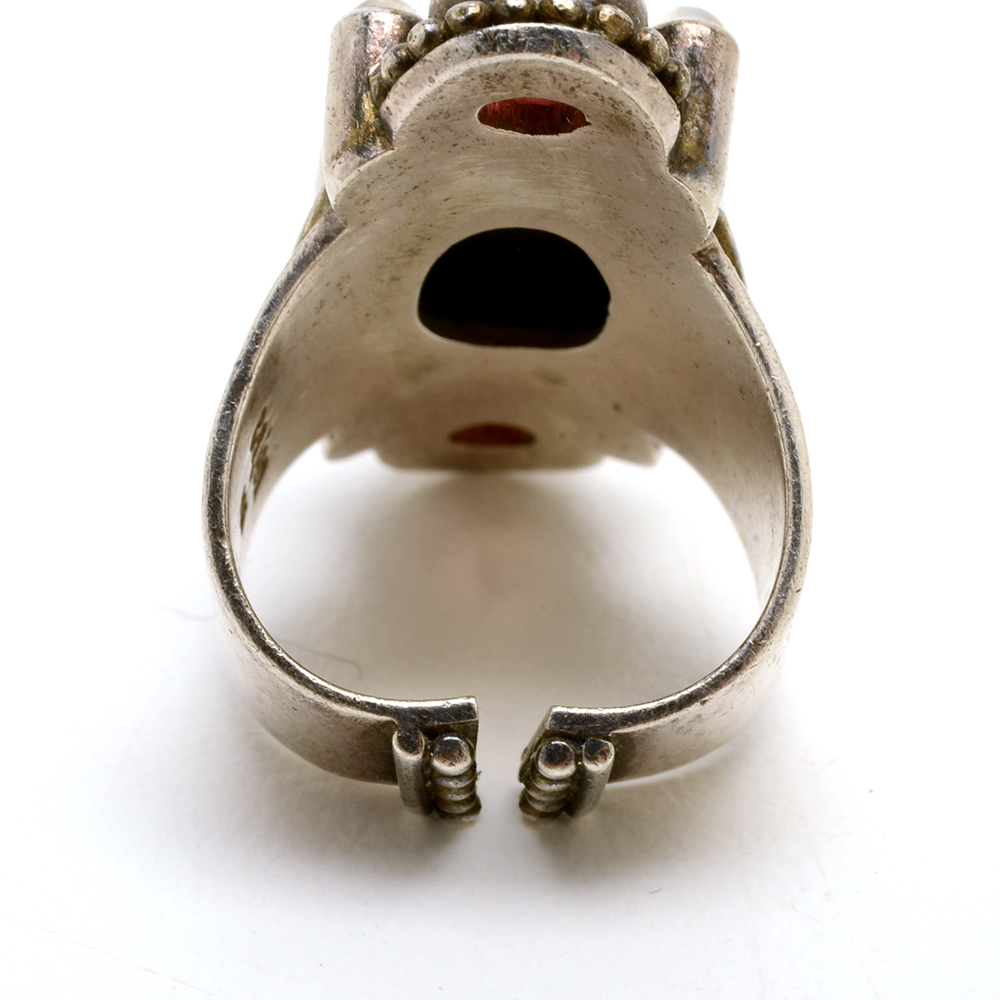 Sajen Sterling Carved Mother of Pearl Cherub Multi-Stone Ring