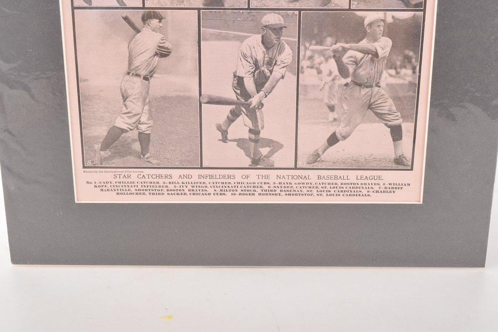 1919 "The National Police Gazette" Newspaper Header and Photo Pages Featuring Rogers Hornsby