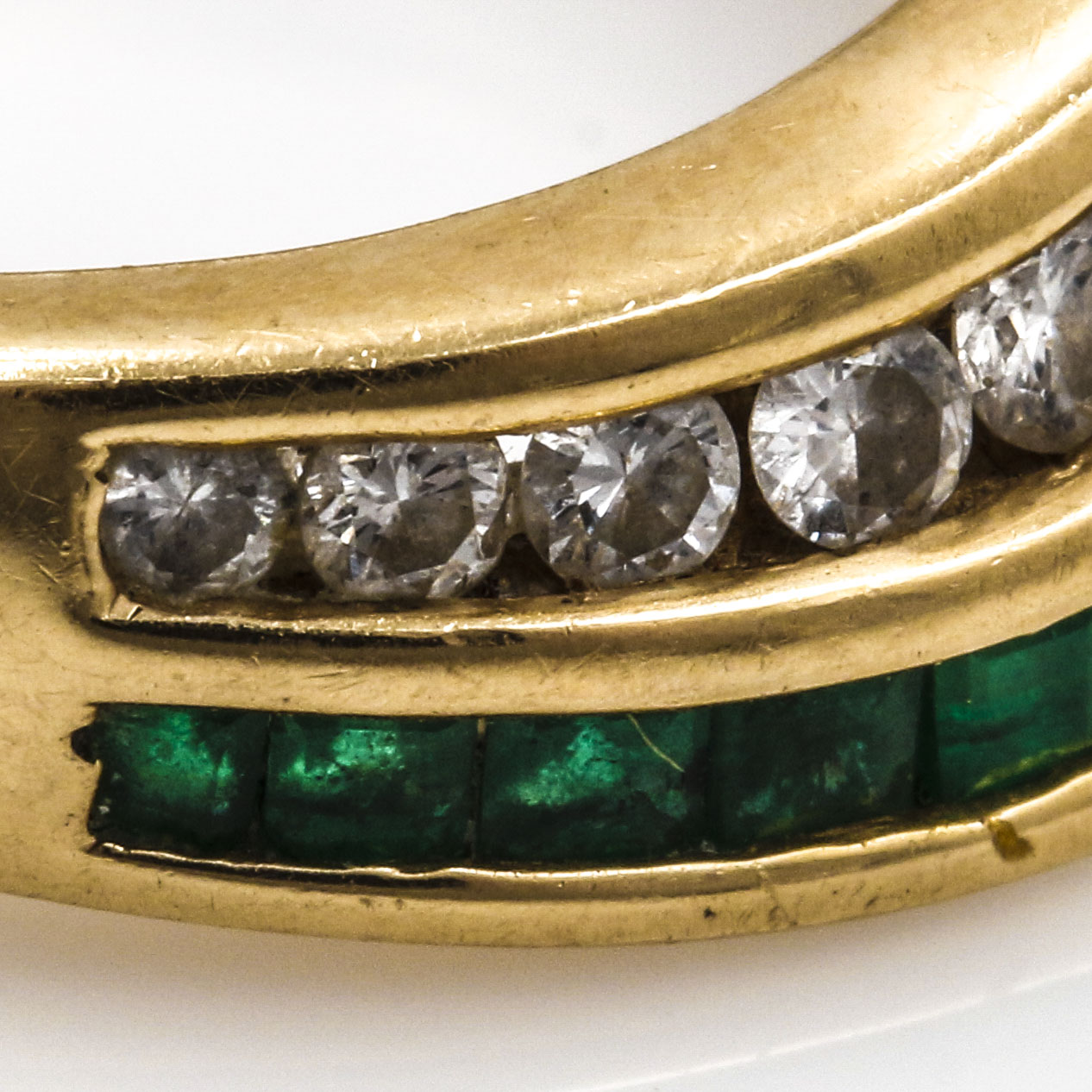 14K Yellow Gold Diamond and Emerald Ring