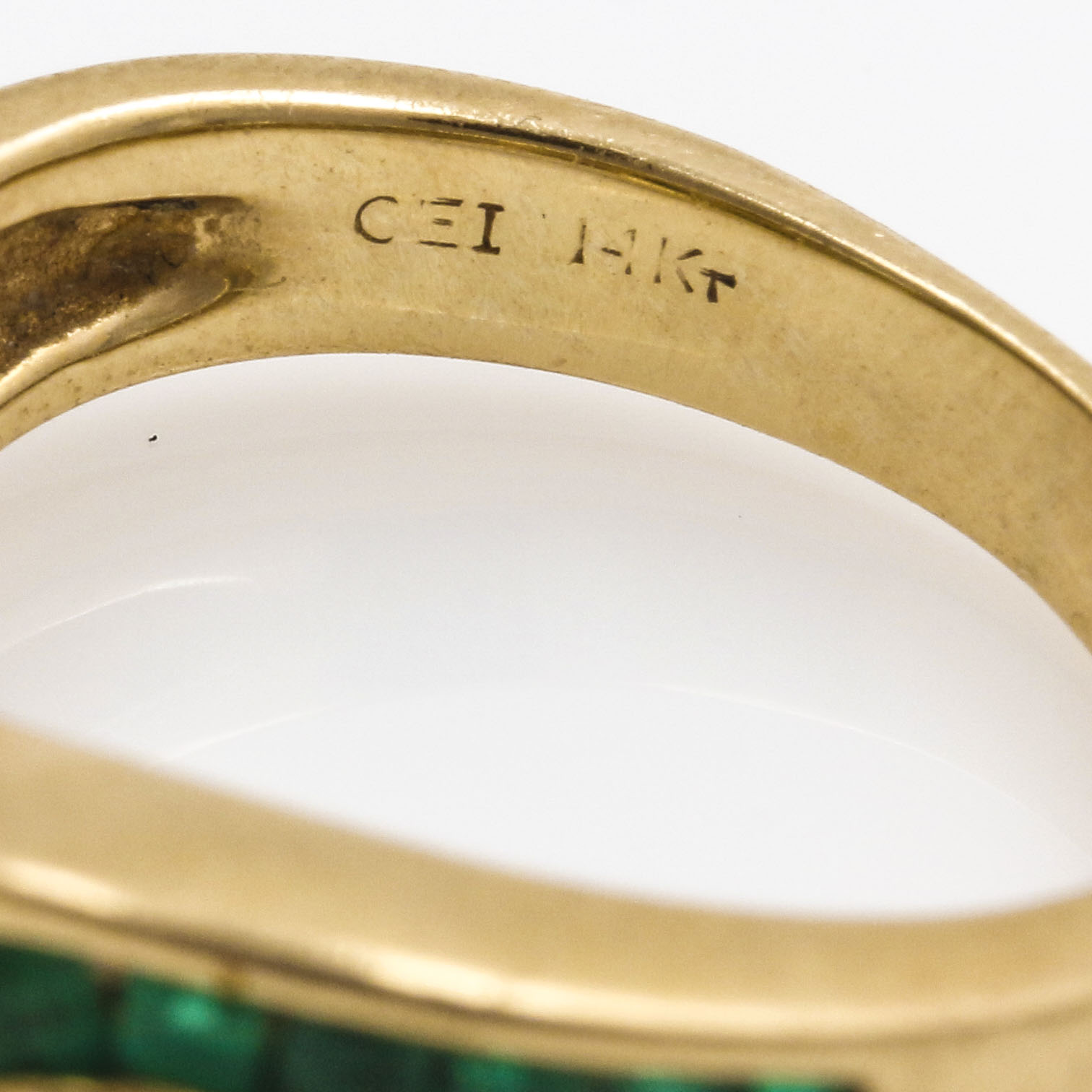 14K Yellow Gold Diamond and Emerald Ring