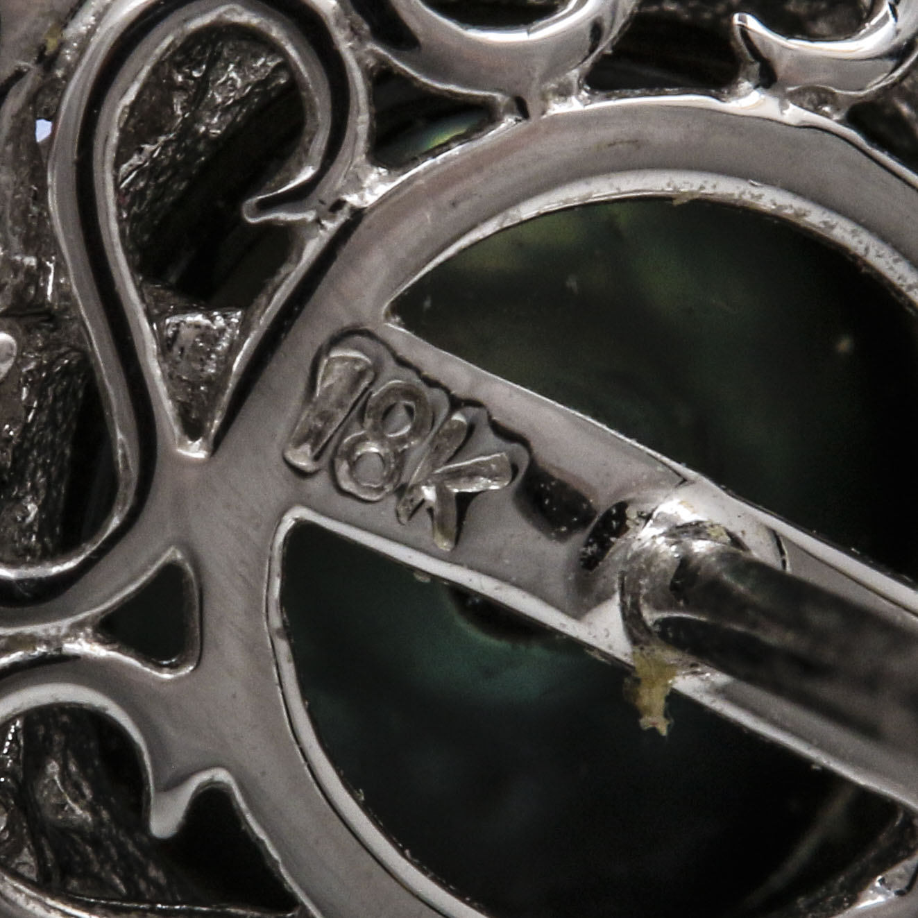 18K White Gold Tahitian Cultured Pearl and Diamond Stud Earrings