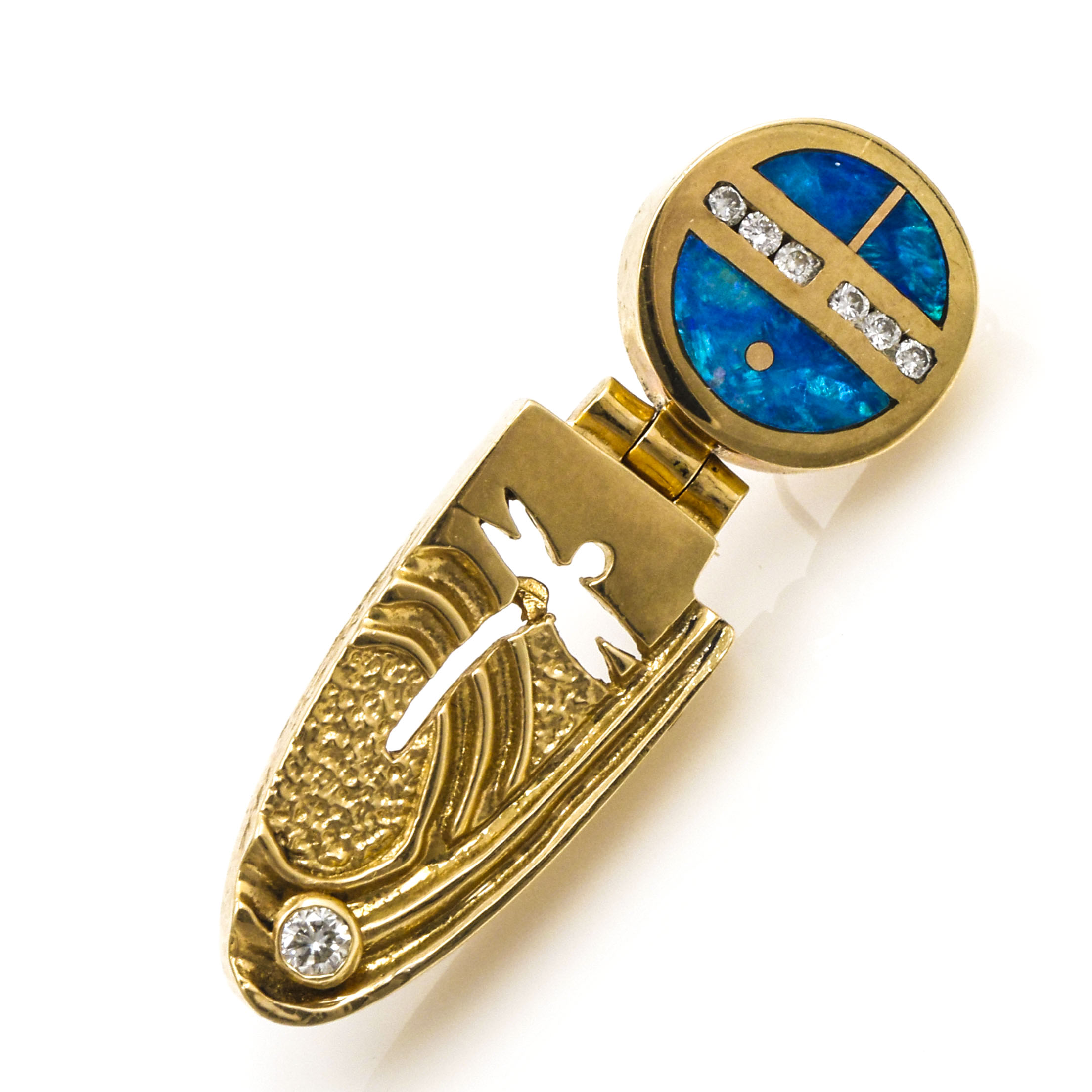 Ray Tracey Navajo 14K Yellow Gold and Diamond Earrings