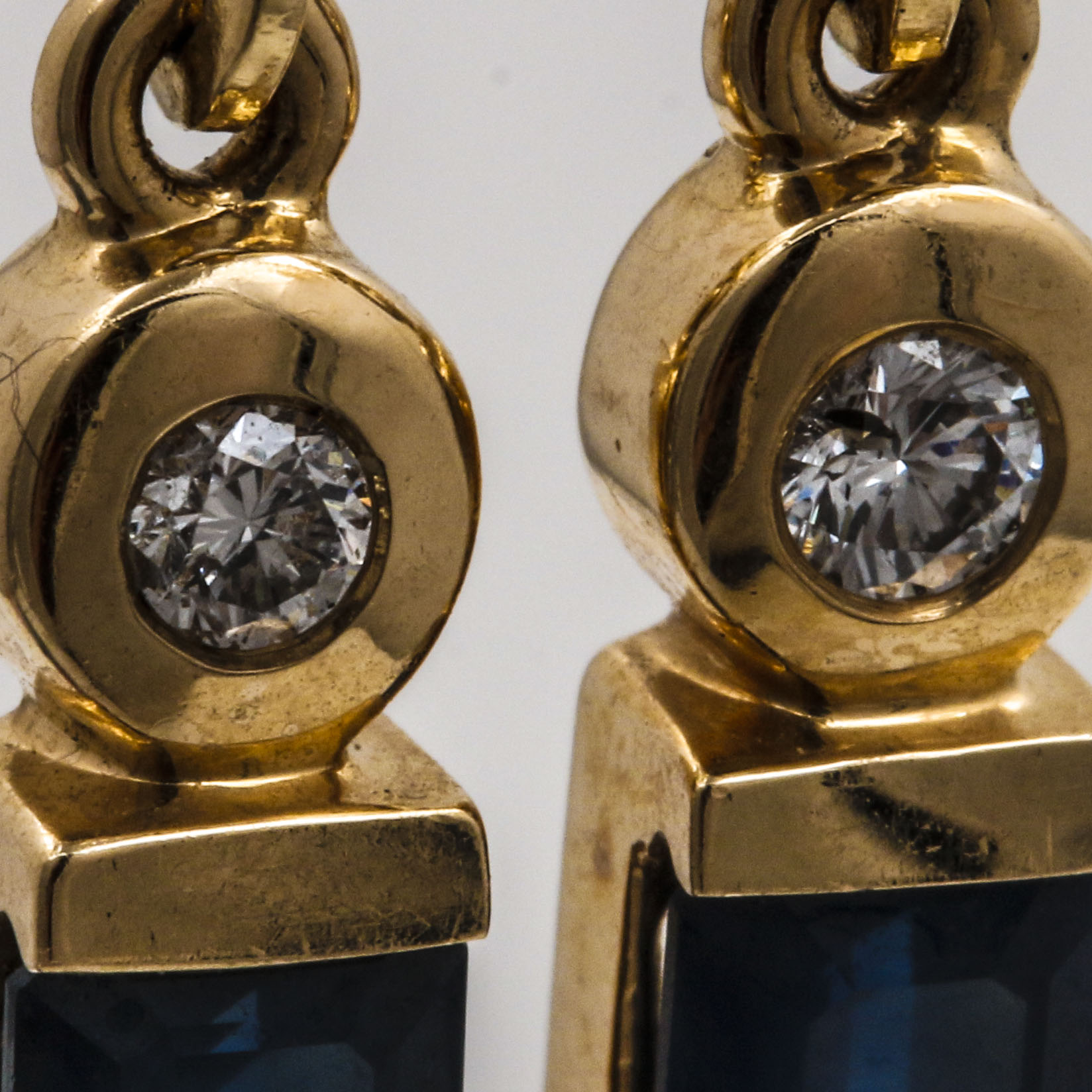 14K Yellow Gold Sapphire and Diamond Earrings