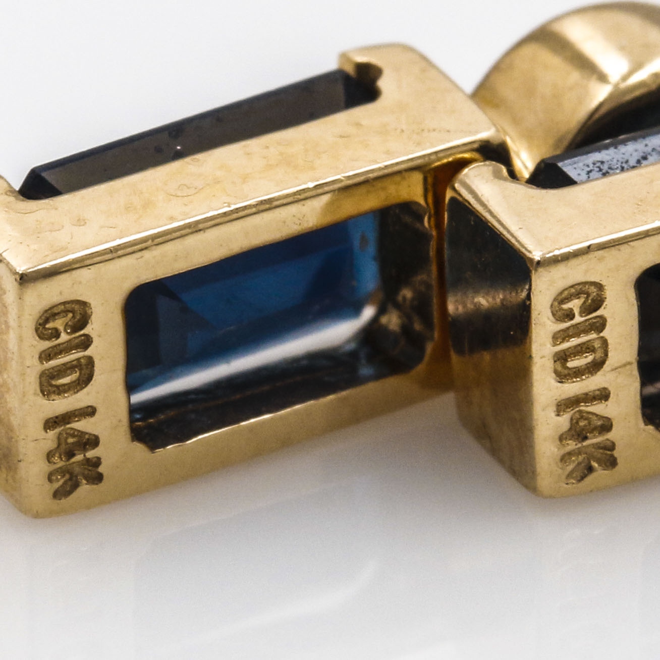 14K Yellow Gold Sapphire and Diamond Earrings