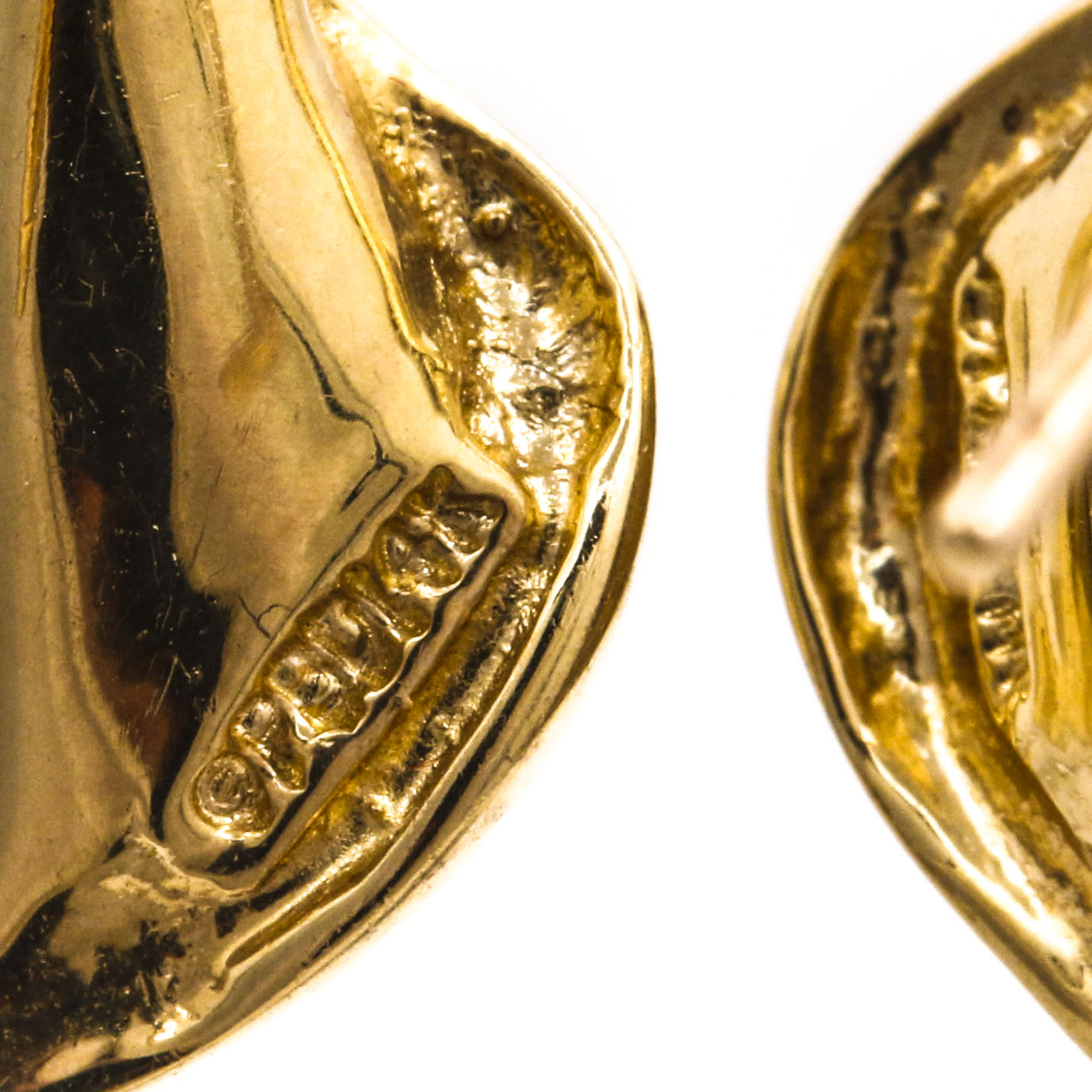 14K Yellow Gold Pearl Calla Lily Earrings