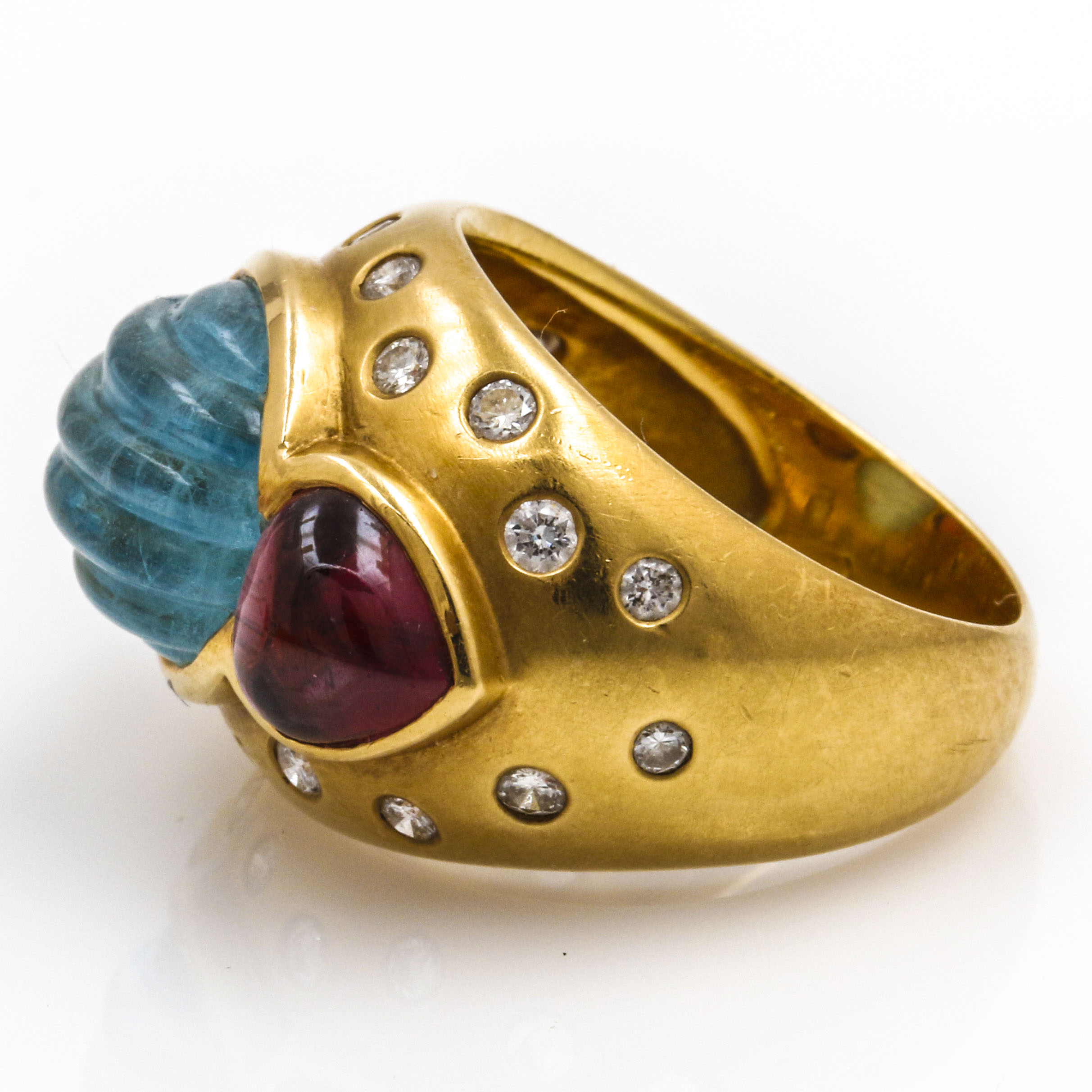 18K Yellow Gold Diamond and Gemstone Ring