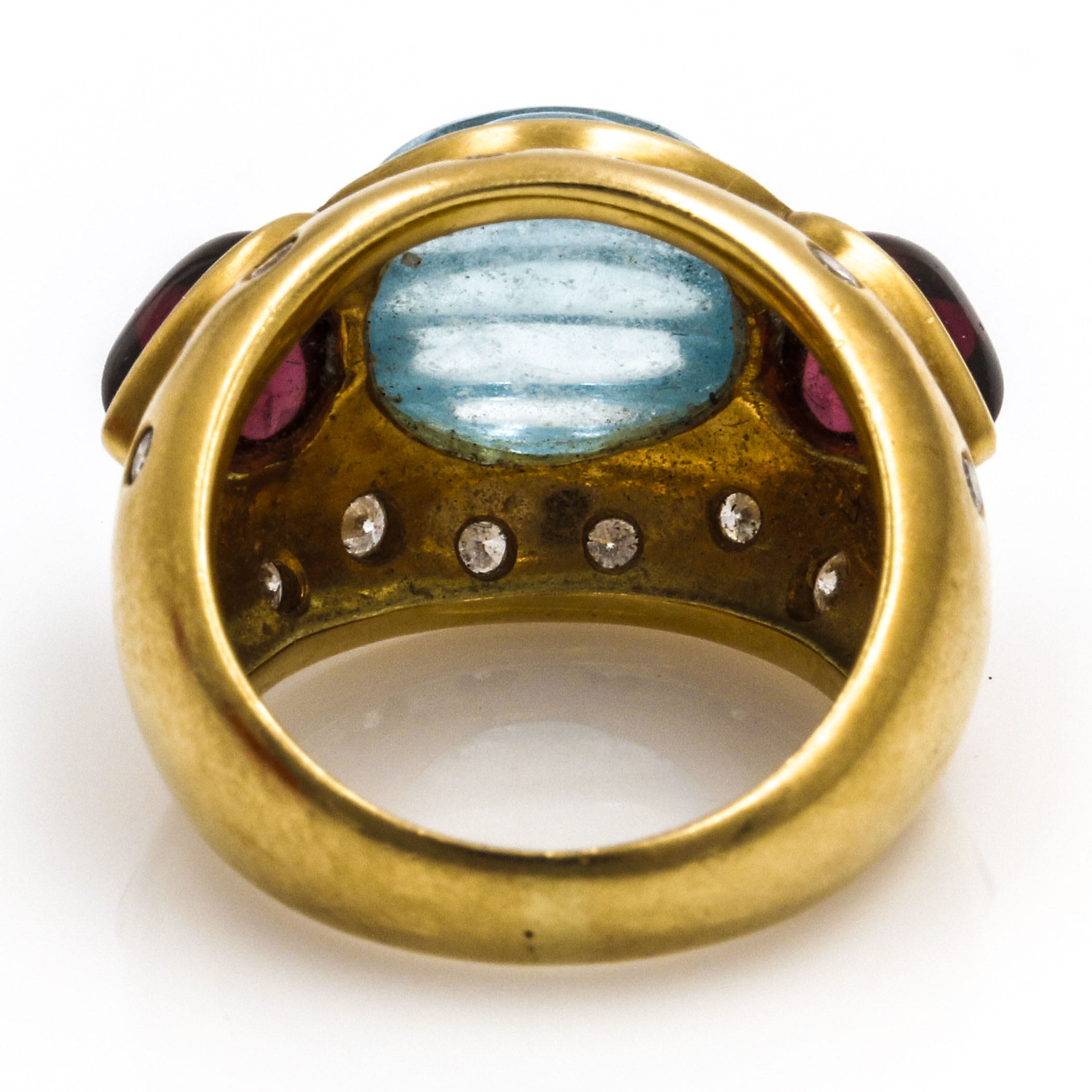 18K Yellow Gold Diamond and Gemstone Ring