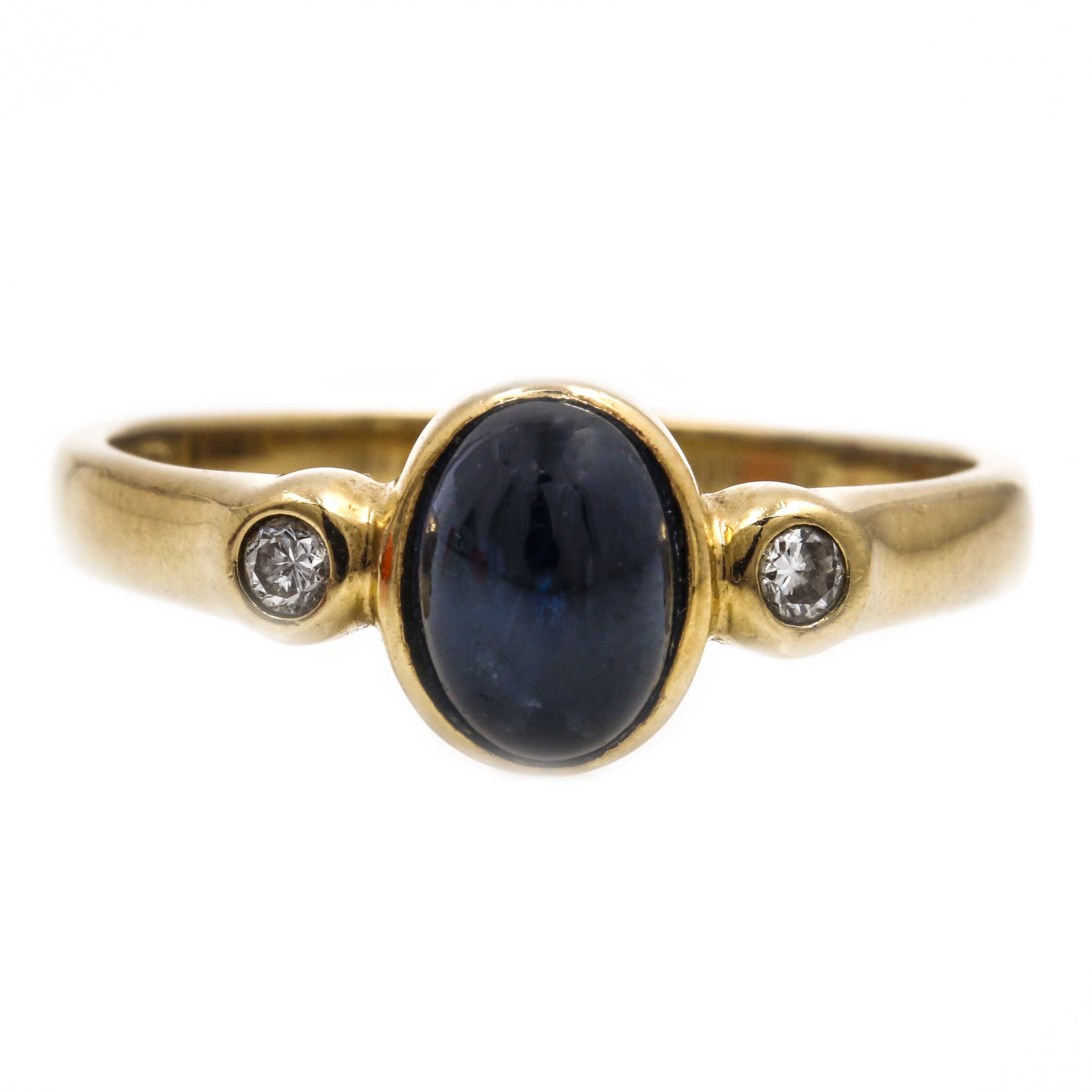 14K Yellow Gold Sapphire and Diamond Ring