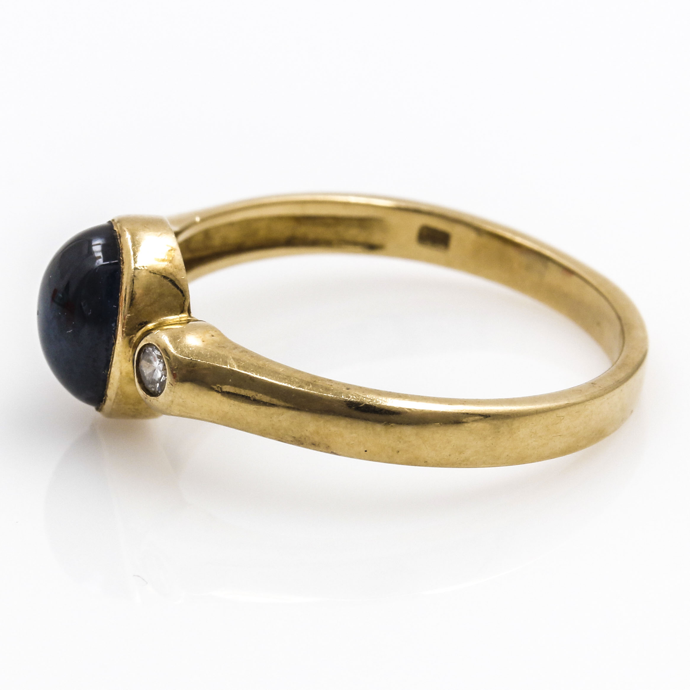 14K Yellow Gold Sapphire and Diamond Ring