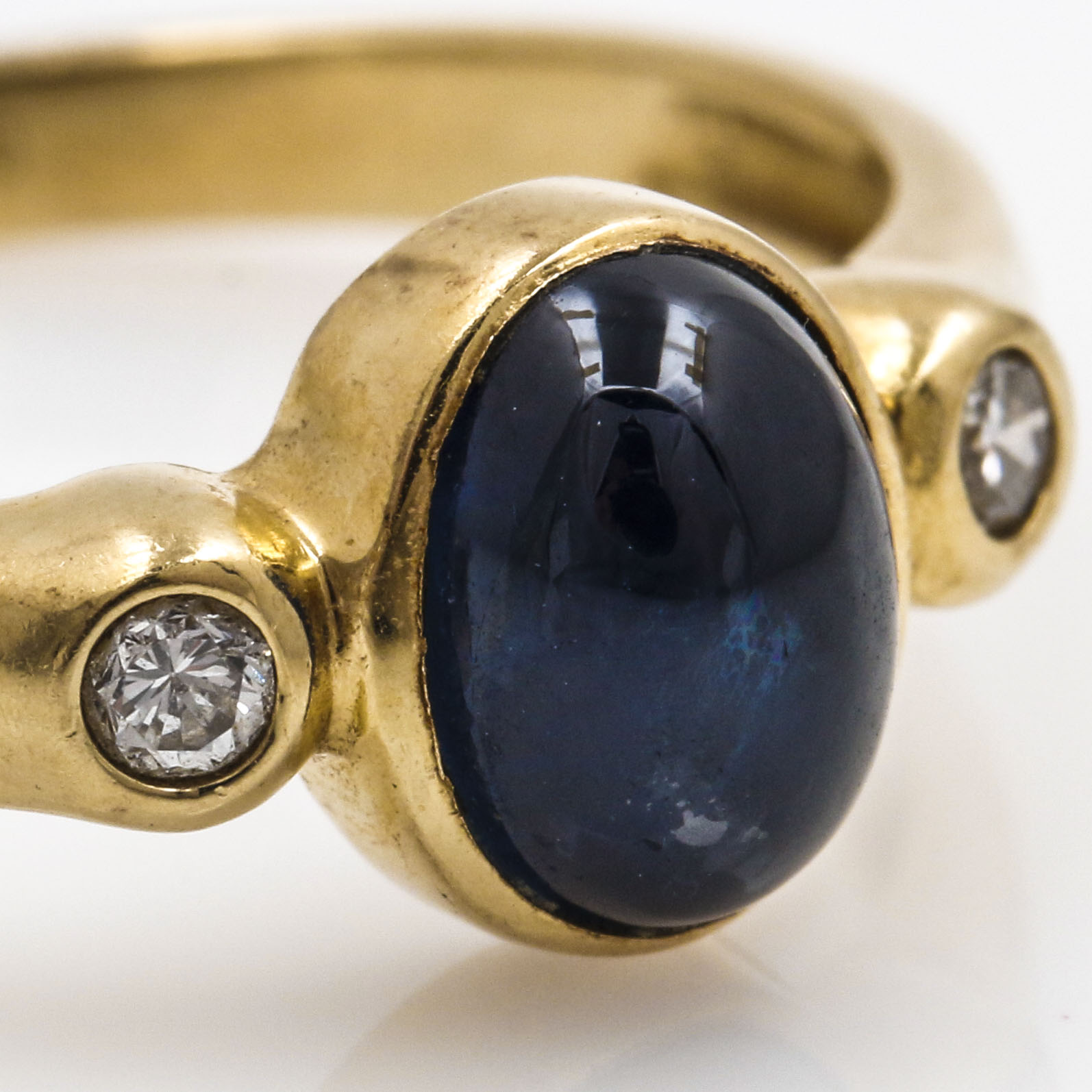 14K Yellow Gold Sapphire and Diamond Ring