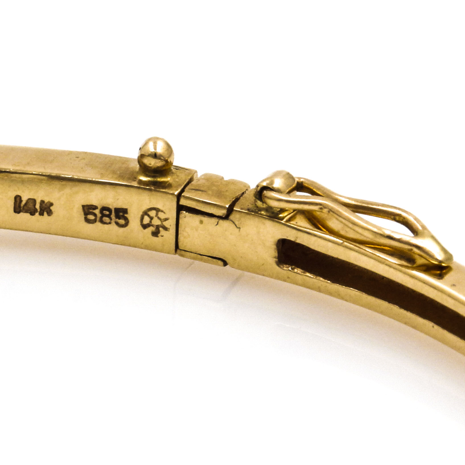 14K Yellow Gold Emerald and Diamond Hinged Bangle Bracelet