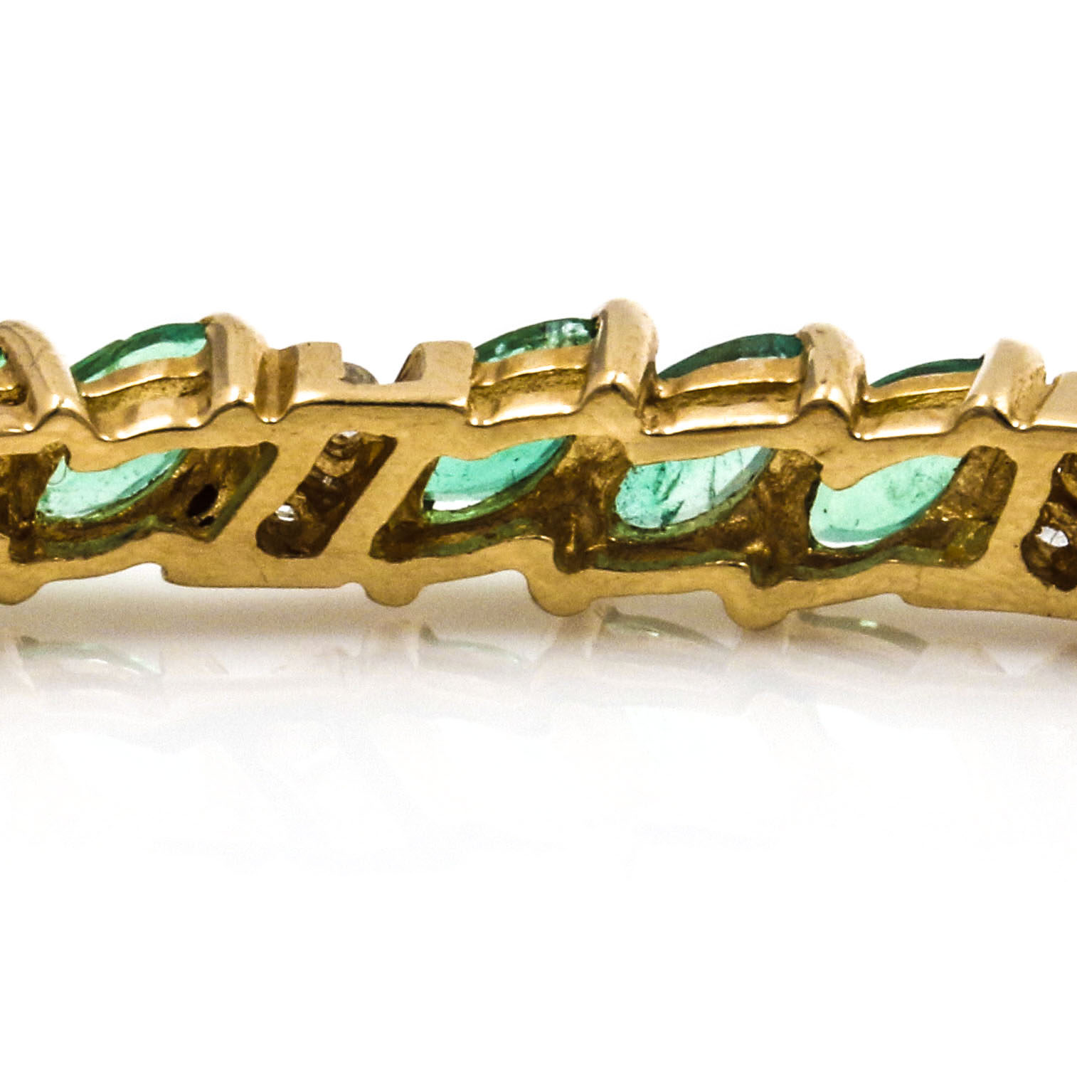 14K Yellow Gold Emerald and Diamond Hinged Bangle Bracelet