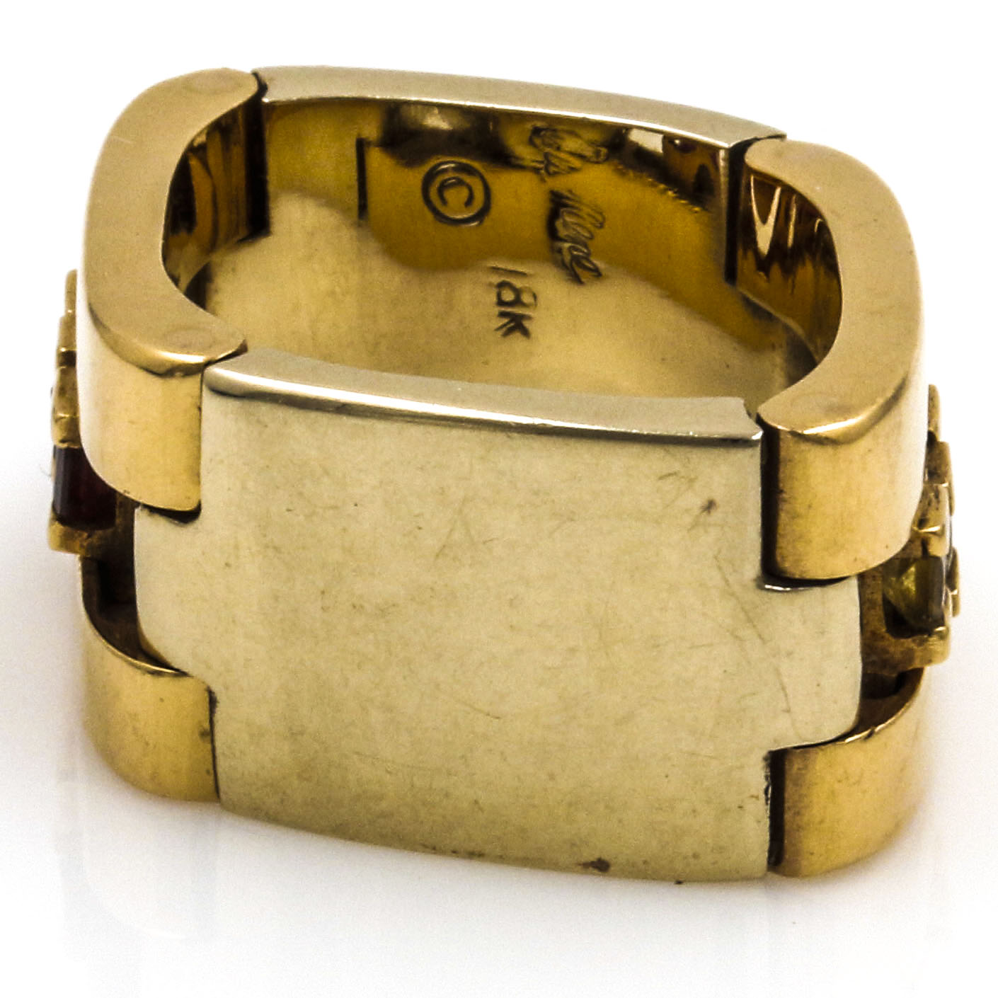 18K Yellow Gold Ruby and Sapphire Hinged Collapsible Ring