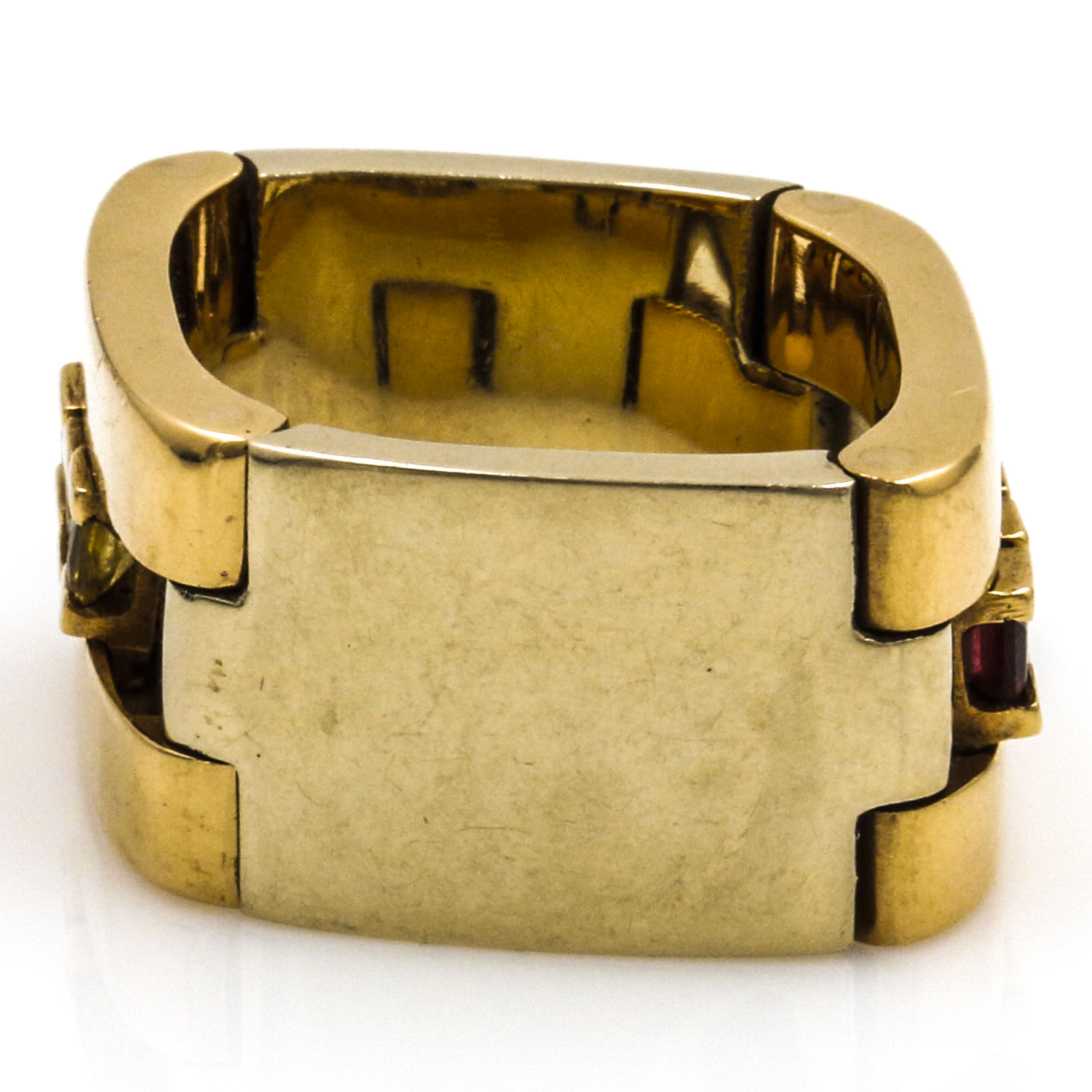 18K Yellow Gold Ruby and Sapphire Hinged Collapsible Ring