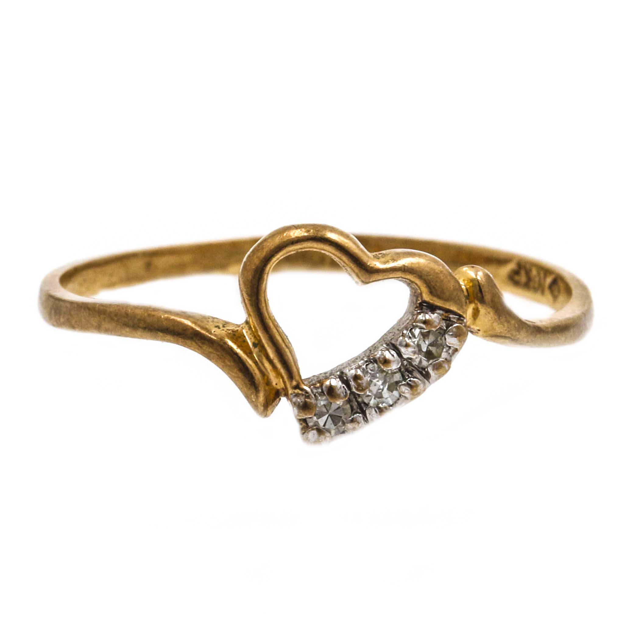 10K Yellow Gold Diamond Heart Ring