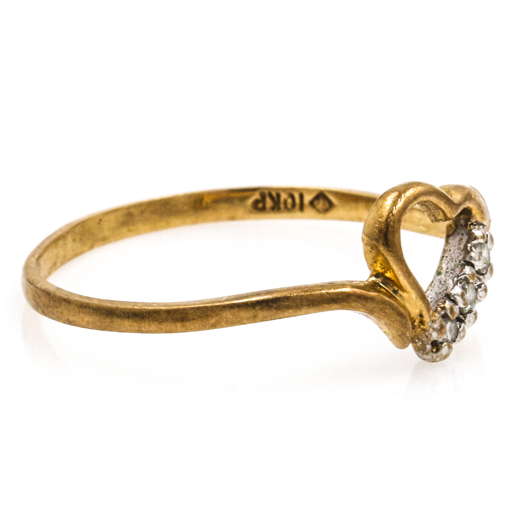 10K Yellow Gold Diamond Heart Ring