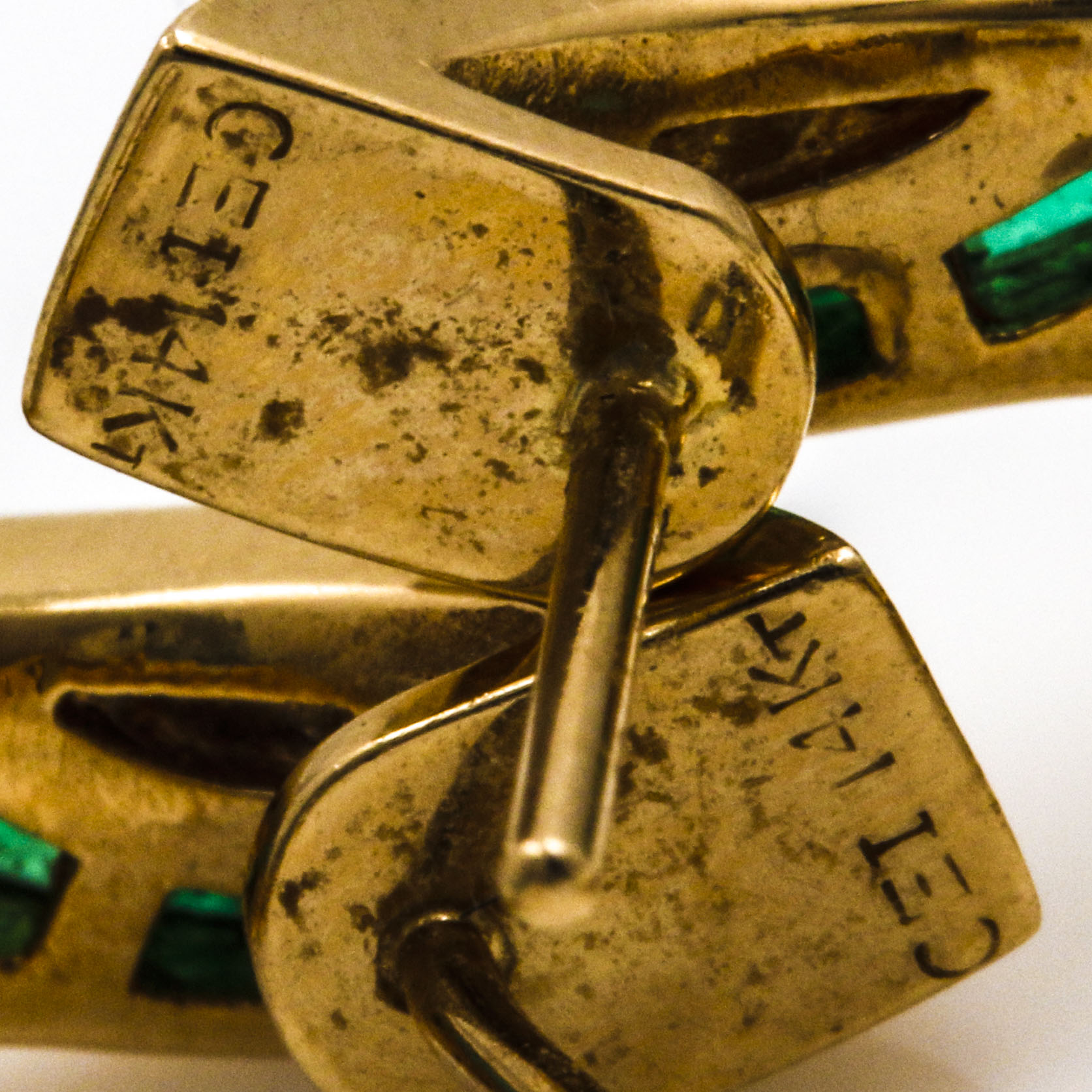 14K Yellow Gold Emerald and Diamond Earrings