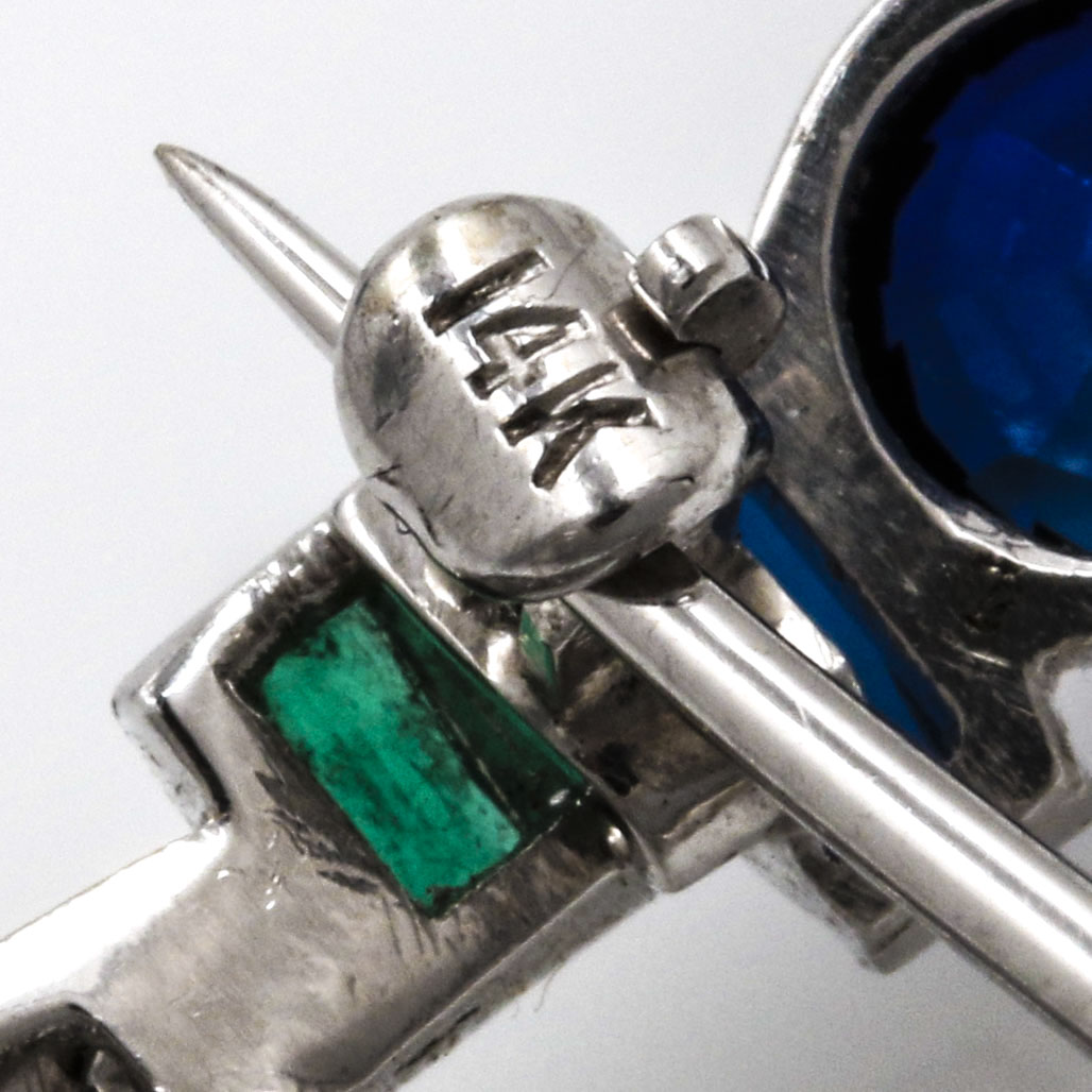 Platinum and 14K White Gold Gemstone Gondola Brooch