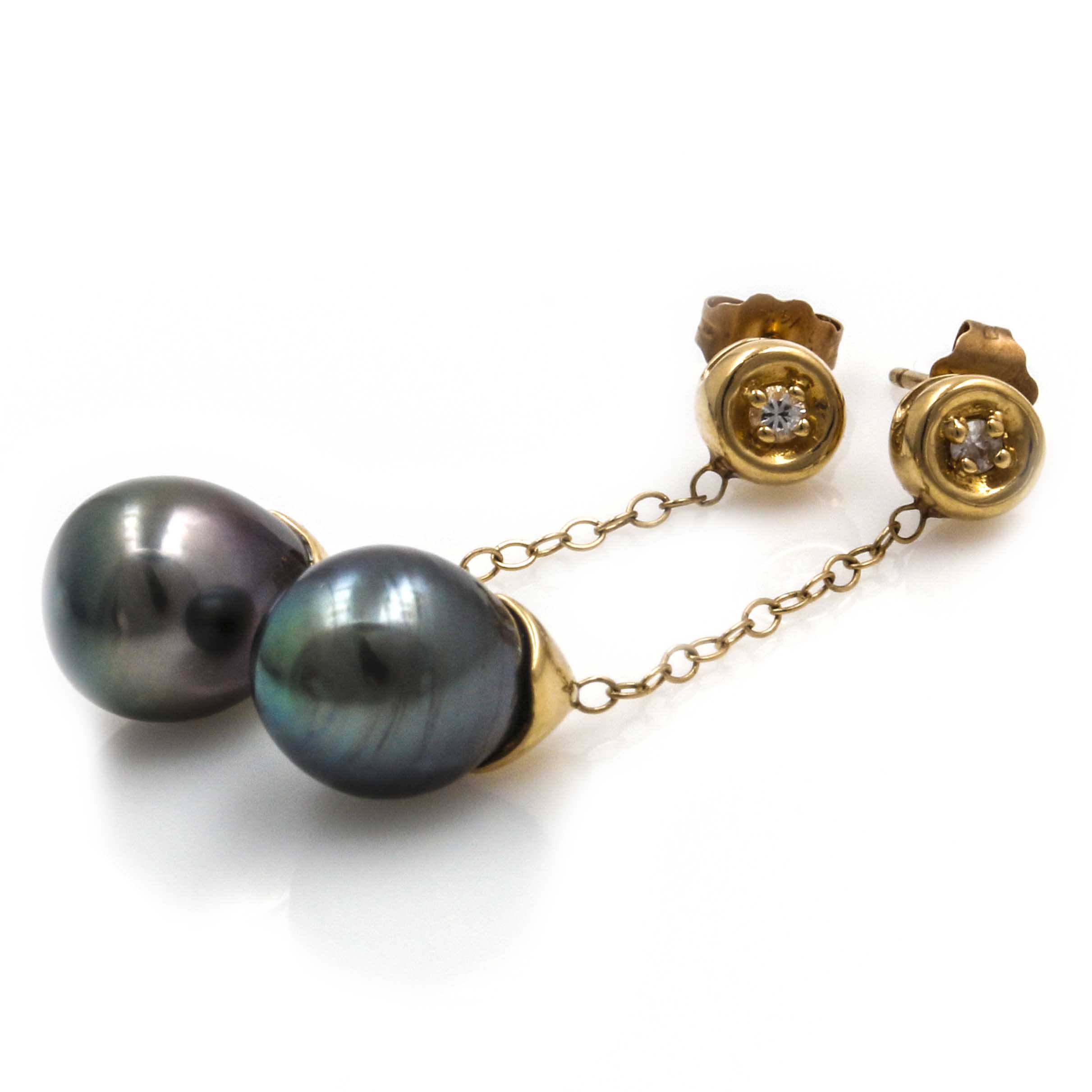 14K Yellow Gold Cultured Pearl and White Topaz Earrings