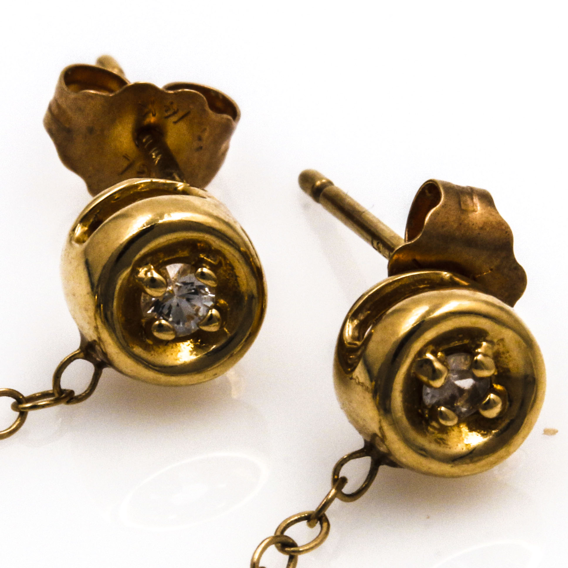 14K Yellow Gold Cultured Pearl and White Topaz Earrings